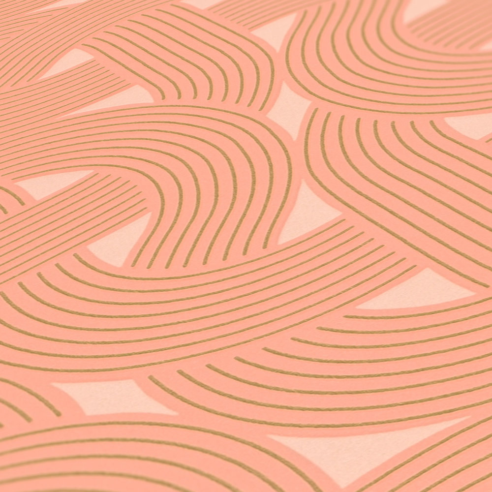             Art deco style graphic line pattern - orange, copper
        