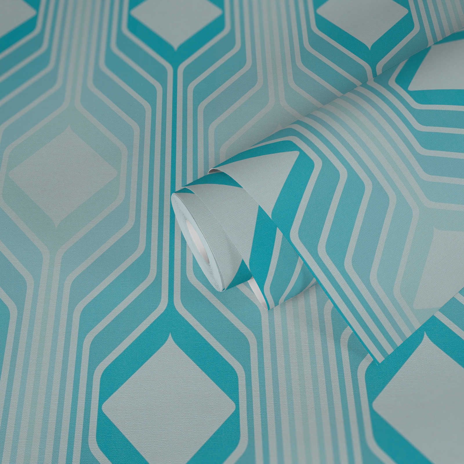             Motif losange sur papier peint intissé rétro - bleu, bleu clair, turquoise
        