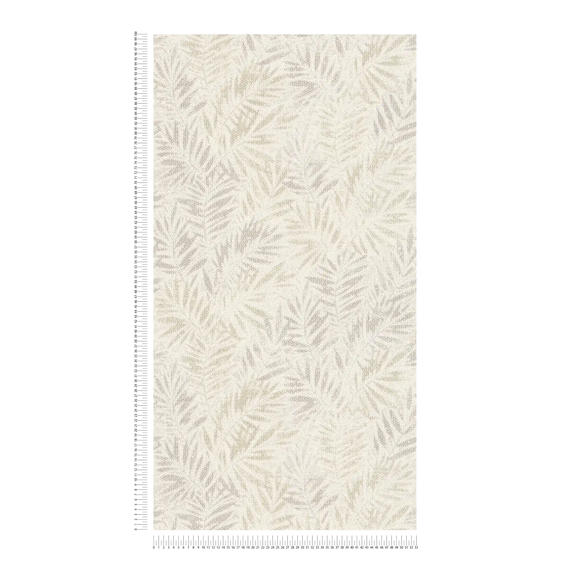             Non-woven wallpaper with glossy leaf pattern - white, grey, silver
        
