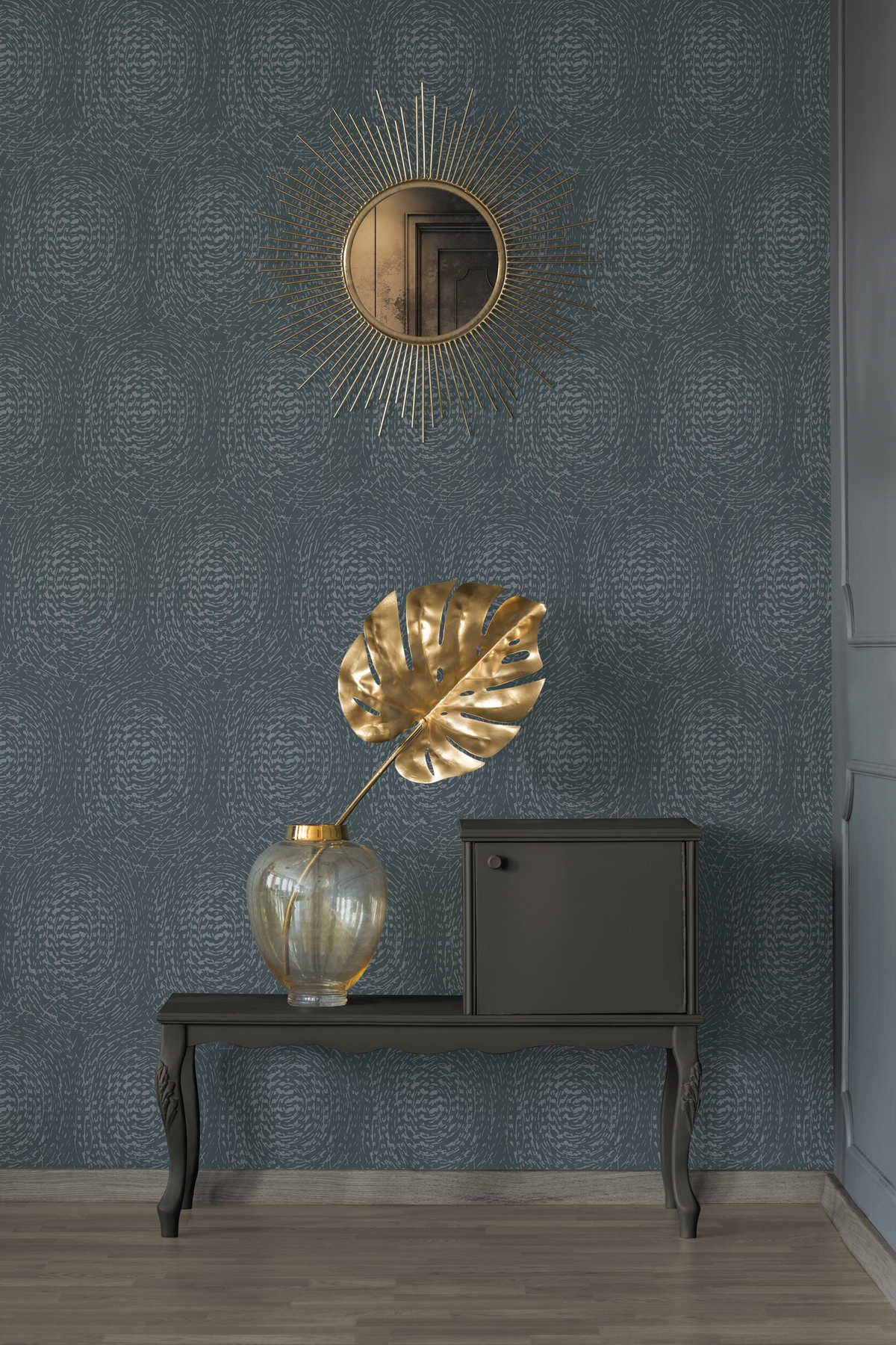             Wallpaper ethnic design with metallic colour & texture design - blue, metallic
        