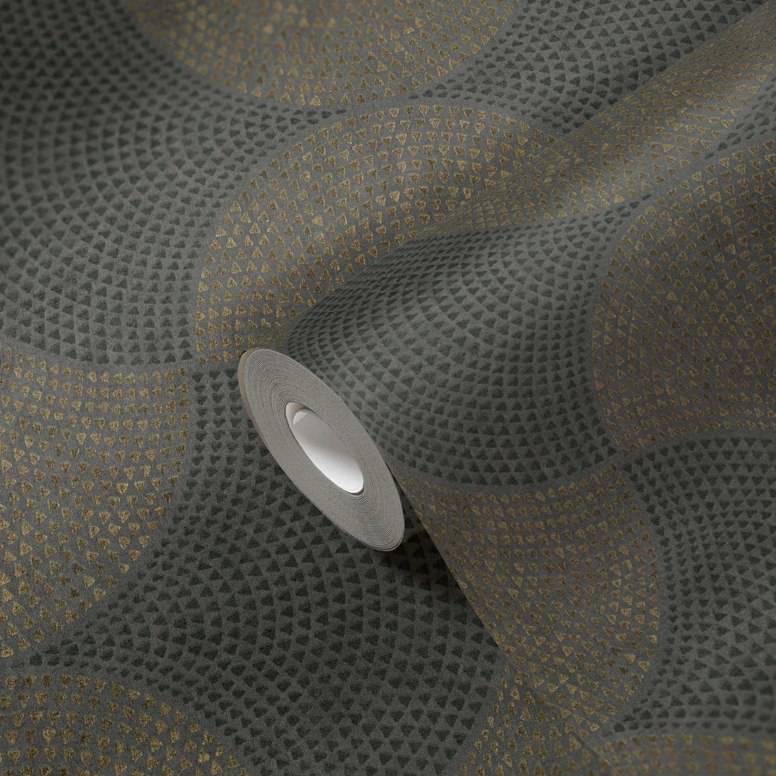             Wallpaper mosaic pattern with metallic effect & used look - grey, metallic
        