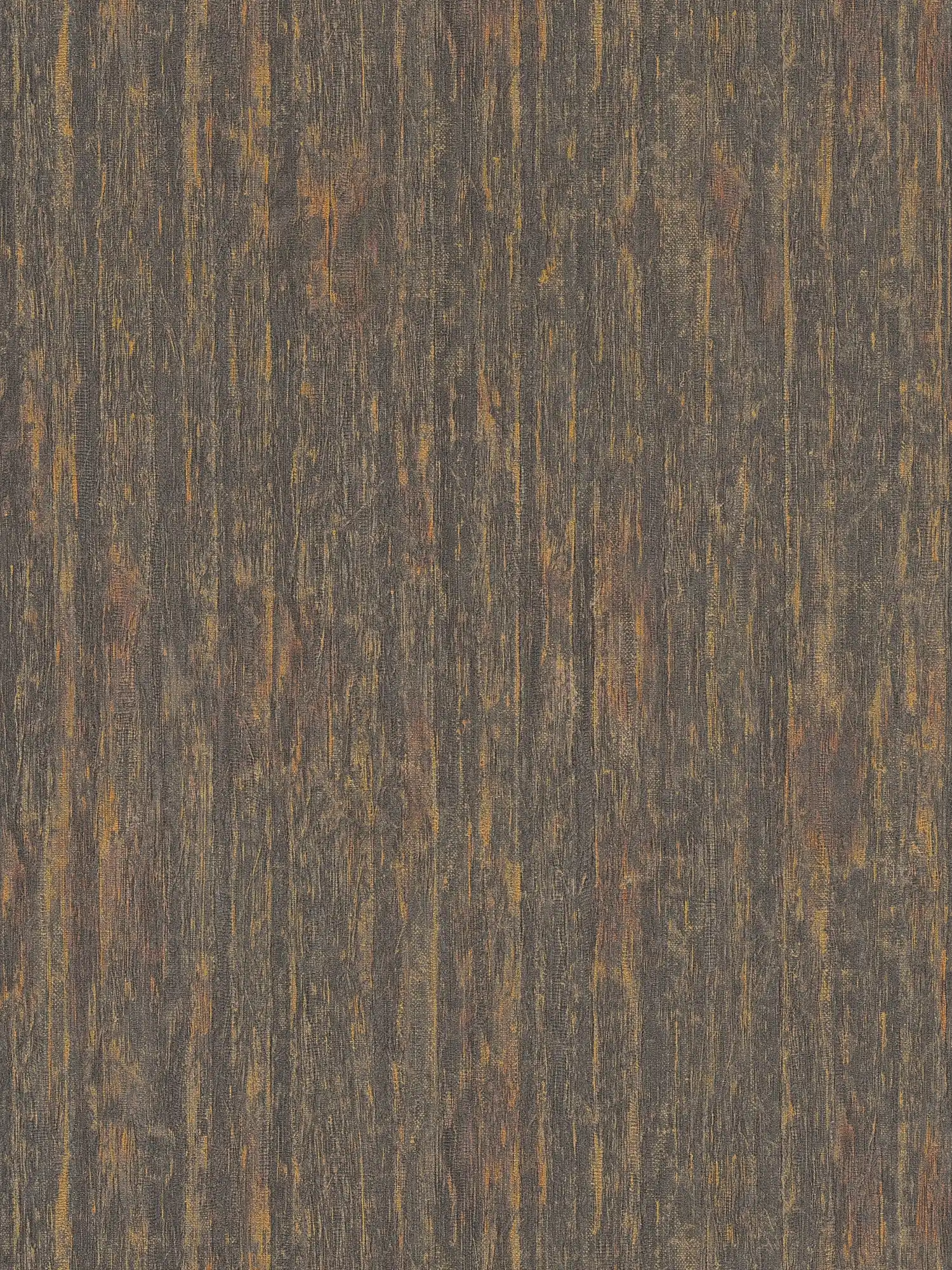 Non-woven wallpaper with wavy line pattern - black, orange, bronze

