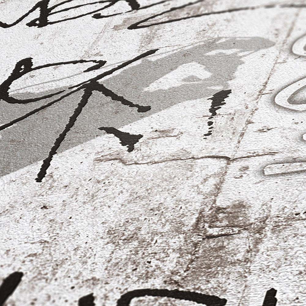             Papierbehang graffiti voor kinderkamer - grijs, zwart
        