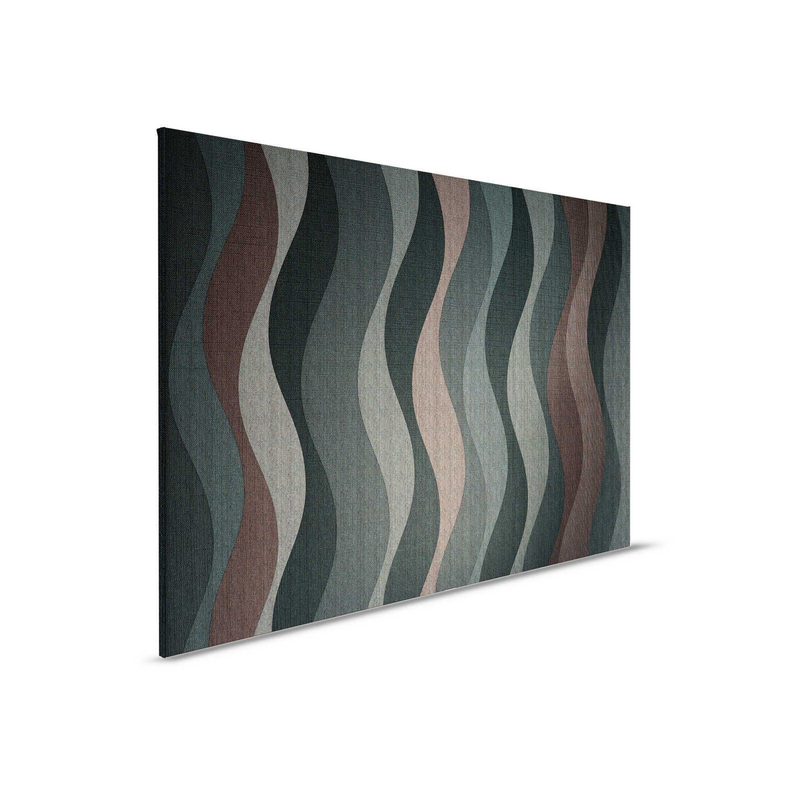         Savoy 1 - Dark Canvas painting Retro Graphic Waves Pattern - 0.90 m x 0.60 m
    
