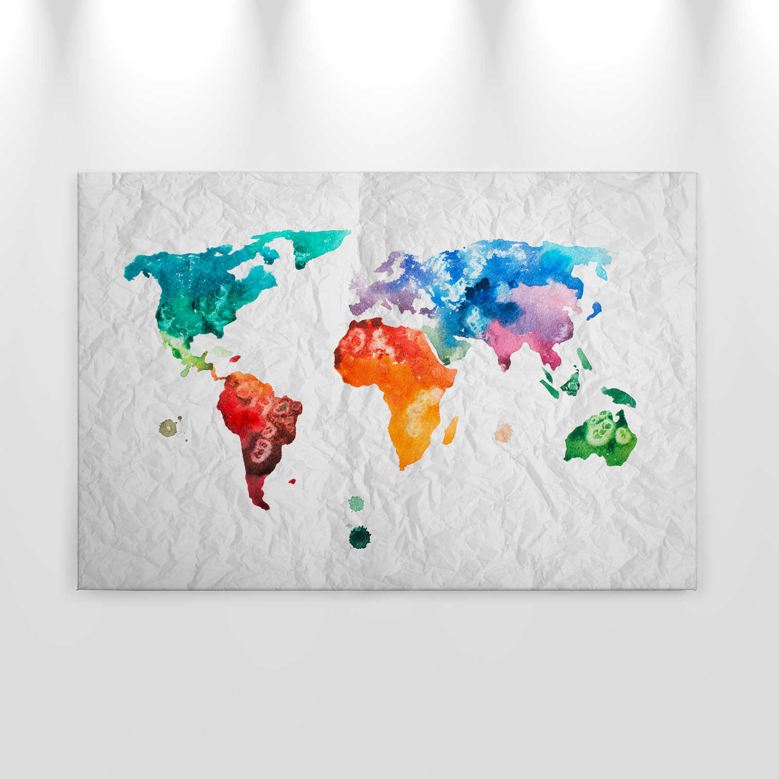             Wereldkaart Canvas Aquarel - 0,90 m x 0,60 m
        