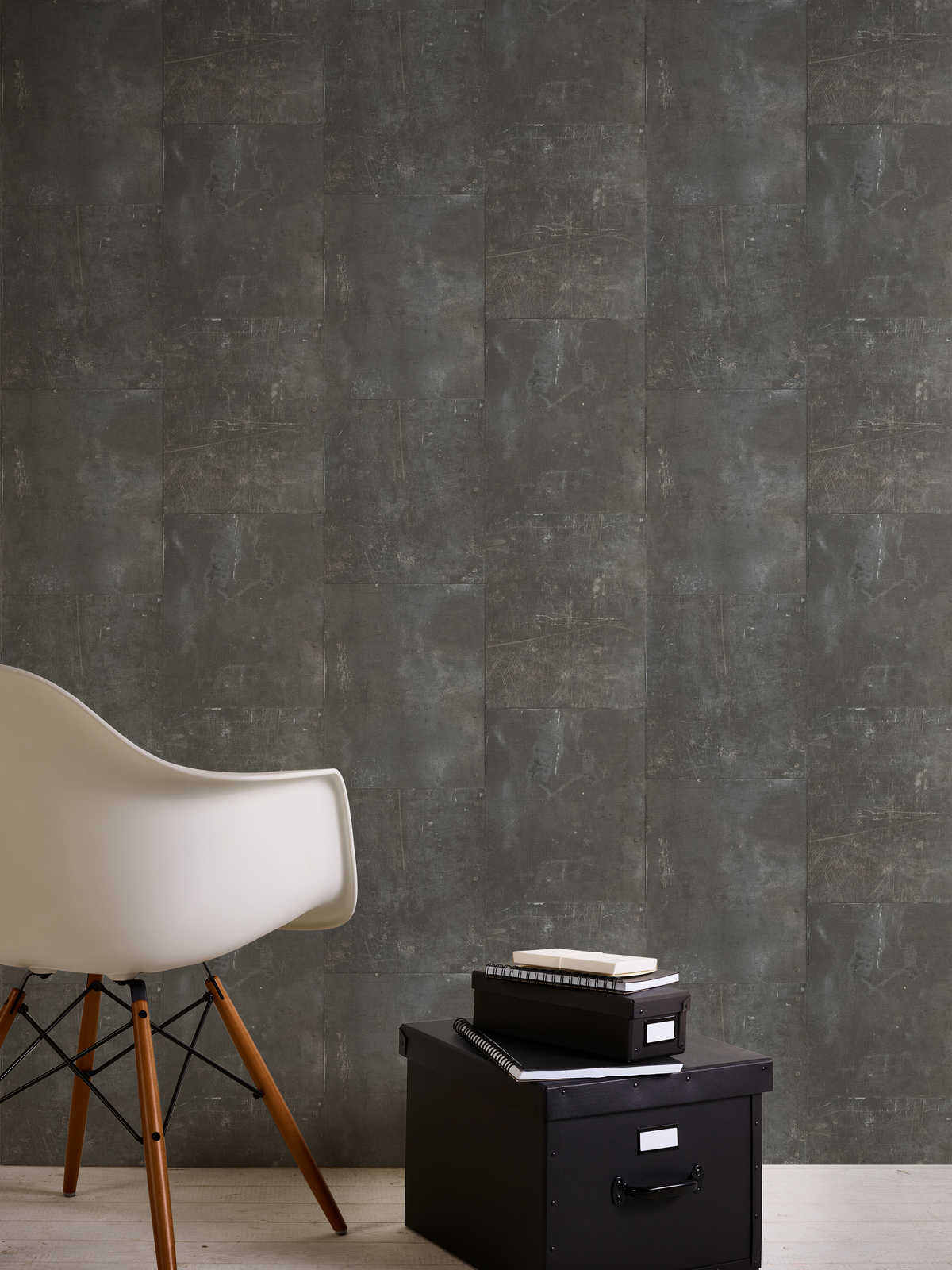             Wallpaper industrial design with metal plates & rivets - brown
        