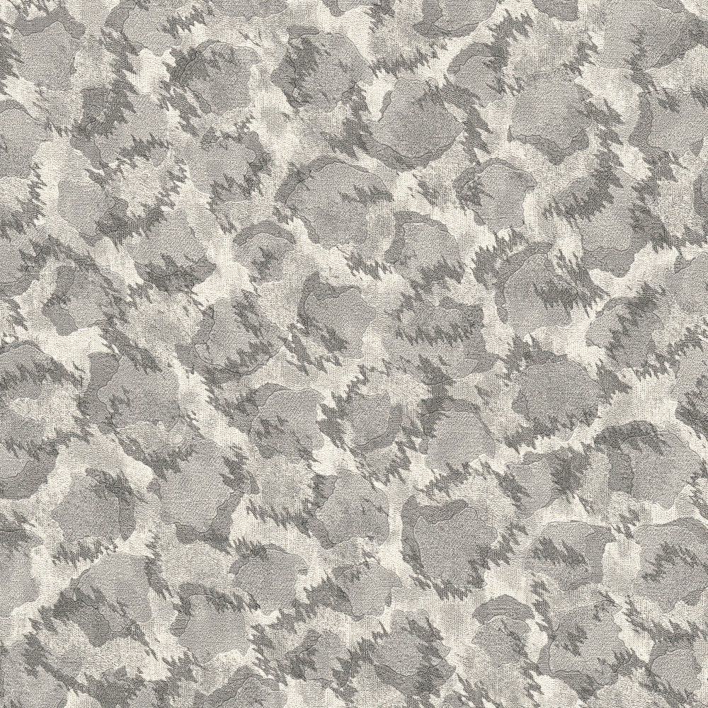             Papel pintado no tejido con diseño de lunares en estilo étnico - gris, metálico
        