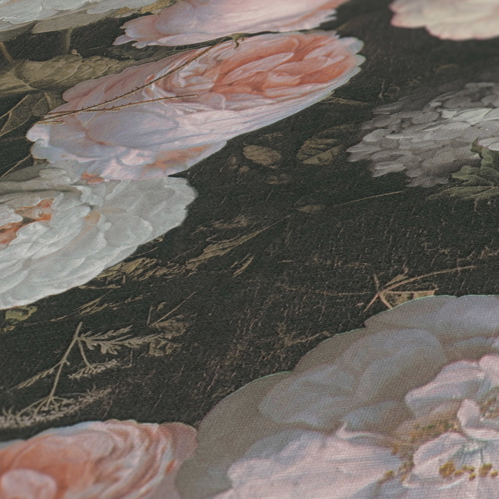             Rozenbehang met bloemenpatroon - roze, groen, wit
        