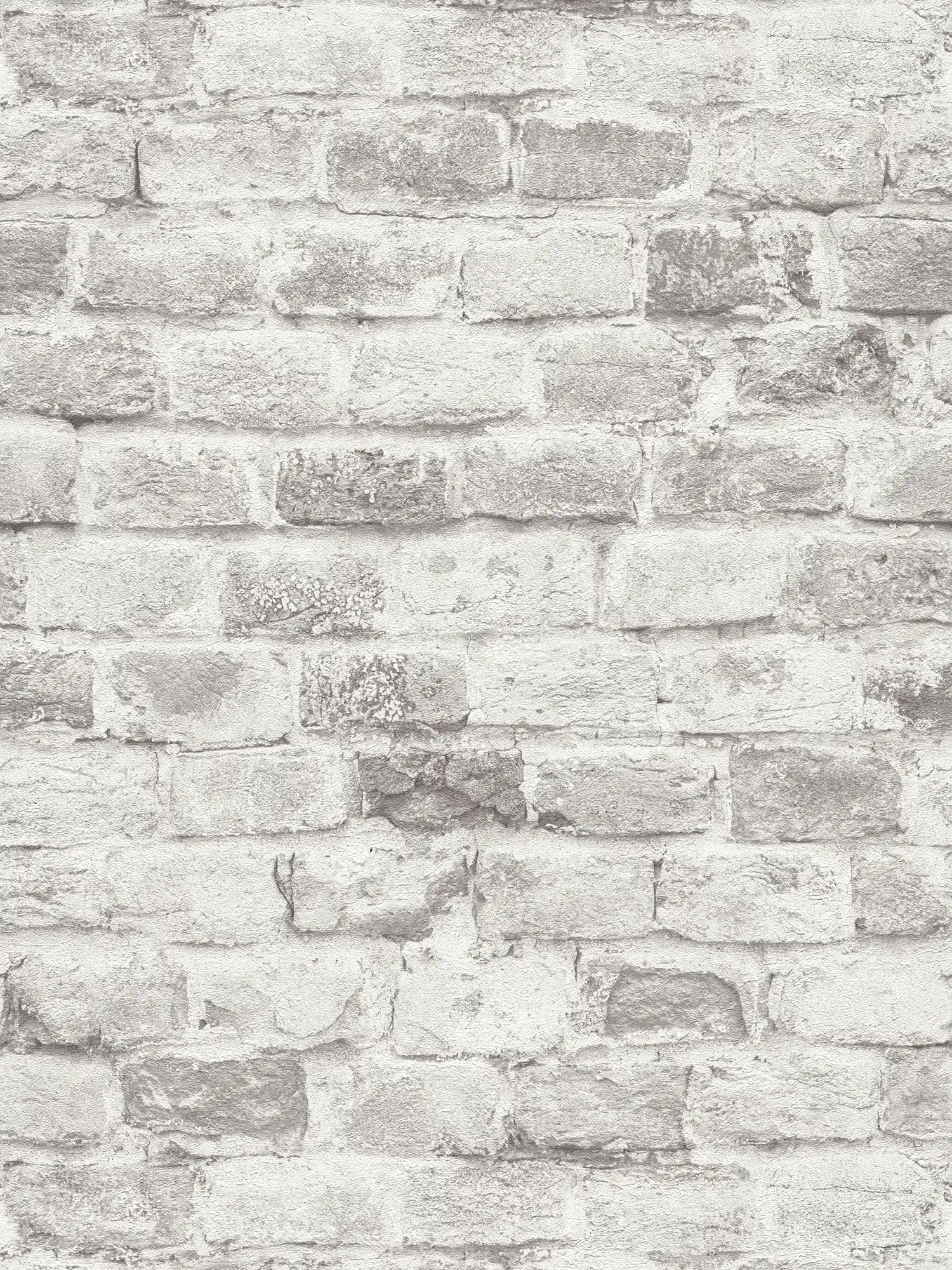 Brick wall non-woven wallpaper in stone look - grey, grey, white
