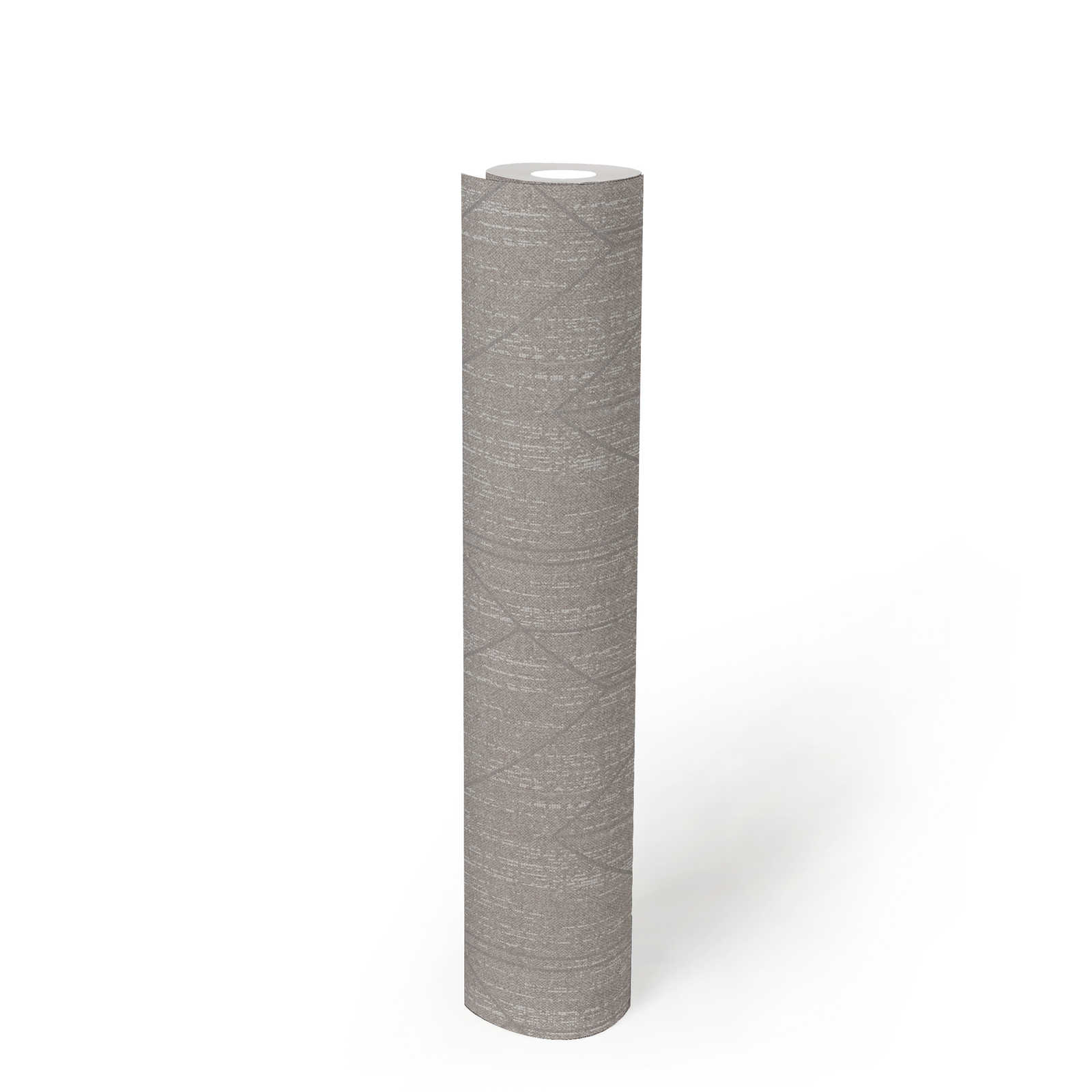             Papier peint aspect textile avec motif structuré & argenté - gris
        