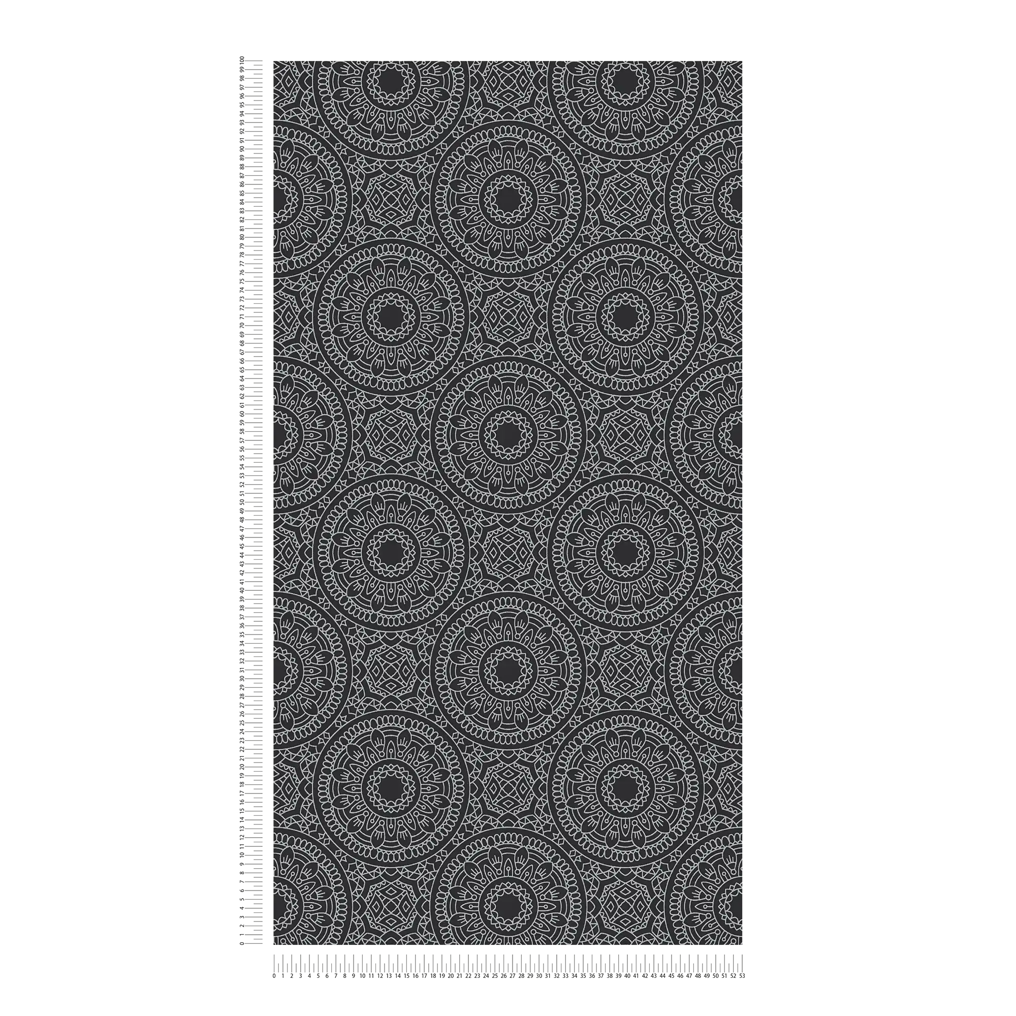             Graphic wallpaper with circle pattern glossy smooth - black, silver
        