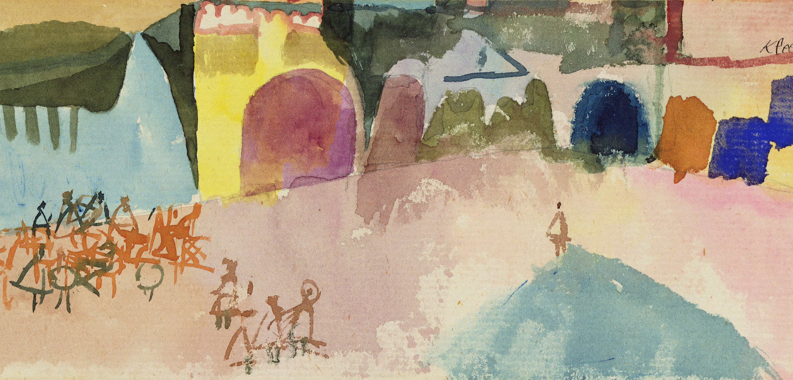             Papier peint panoramique "Café de rue à Tunis" de Paul Klee
        