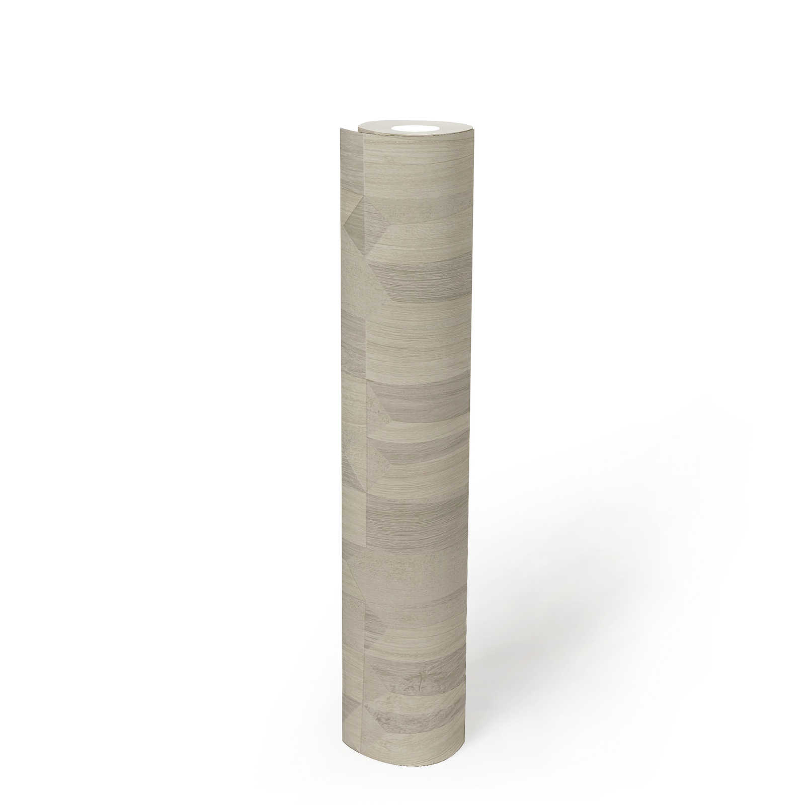             papel pintado ópticas de madera en aspecto retro - crema, gris
        