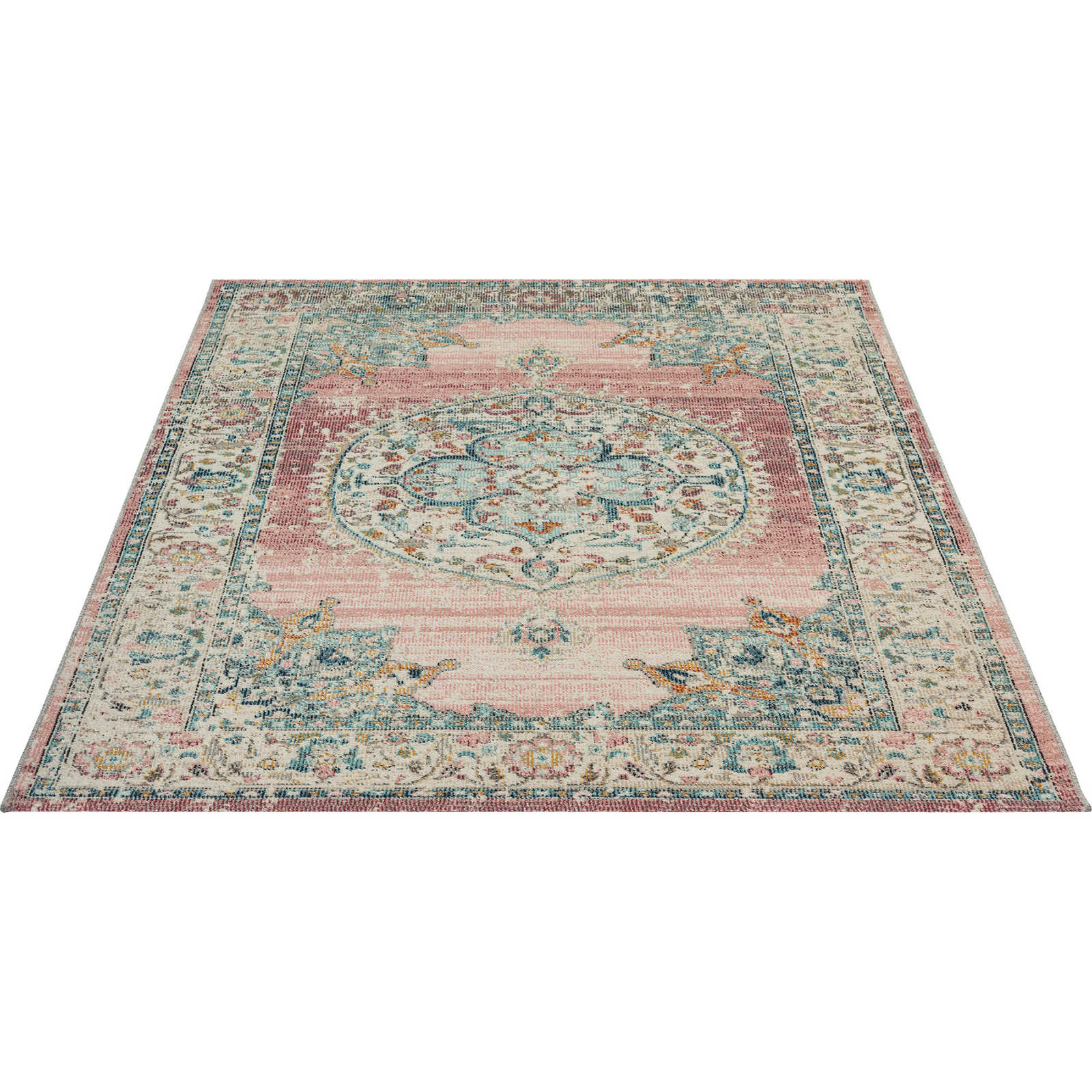Flatweave tapijt voor buiten met roze accenten - 340 x 240 cm

