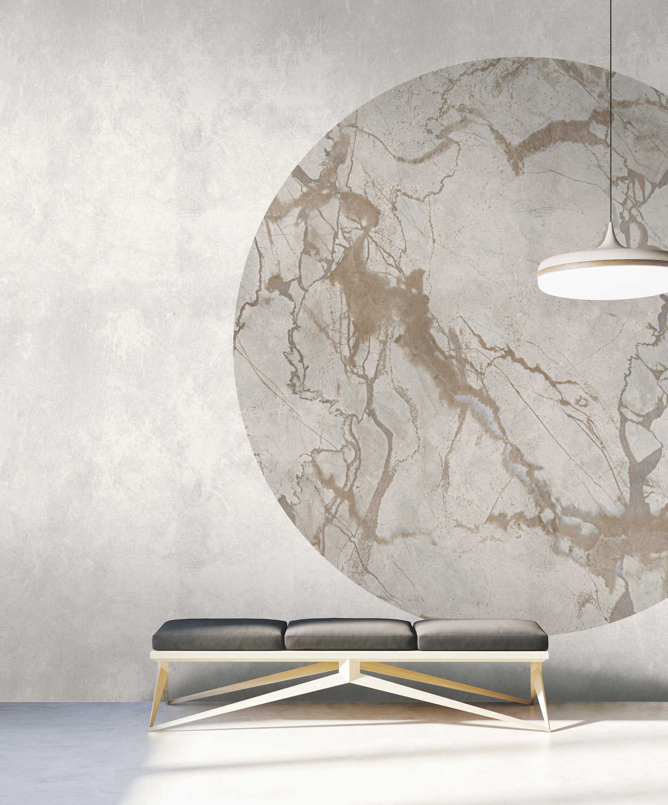             Mercurio 2 - Papier peint panoramique Greige aspect pierre avec effet marbré
        