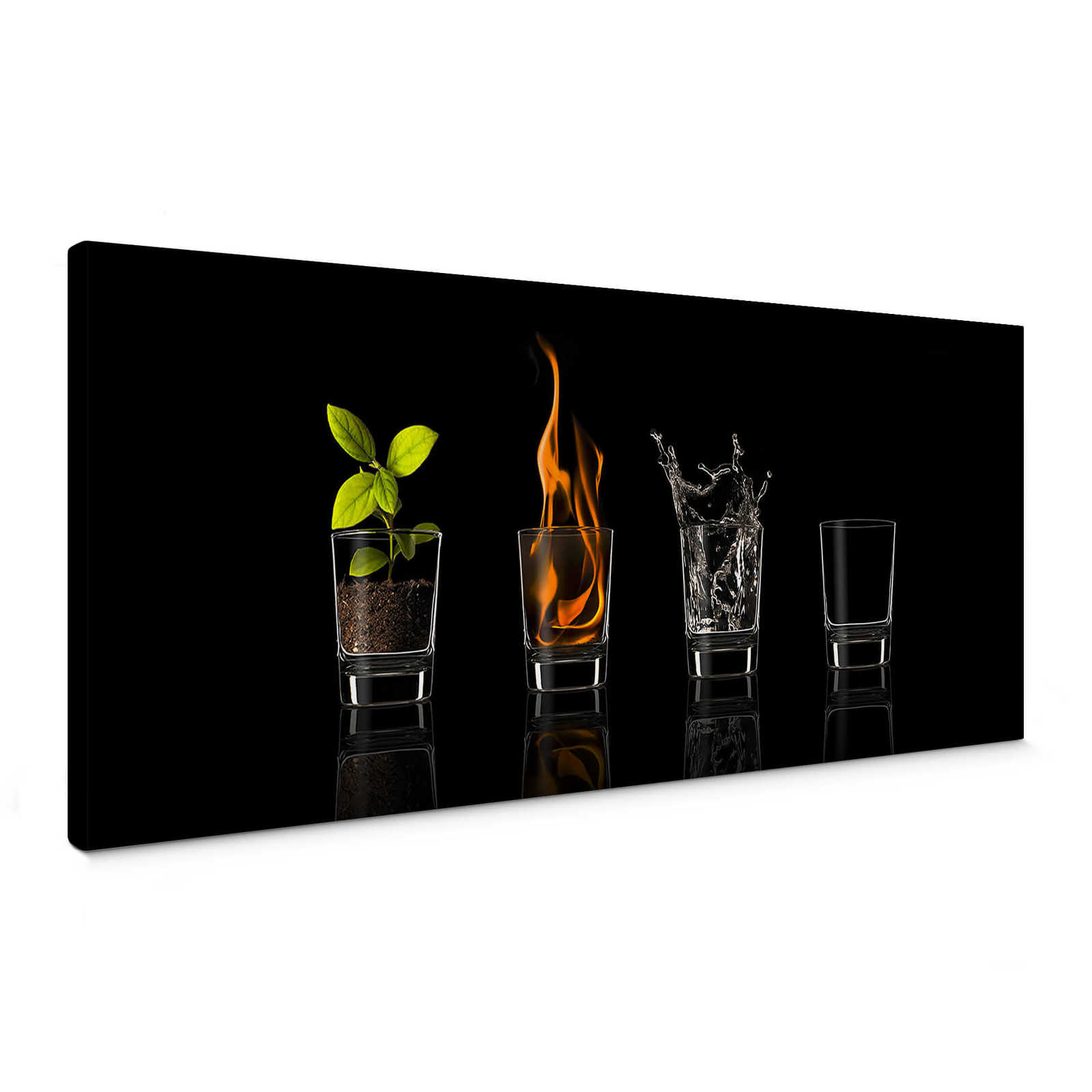        Canvas print glasses filled with the four elements
    