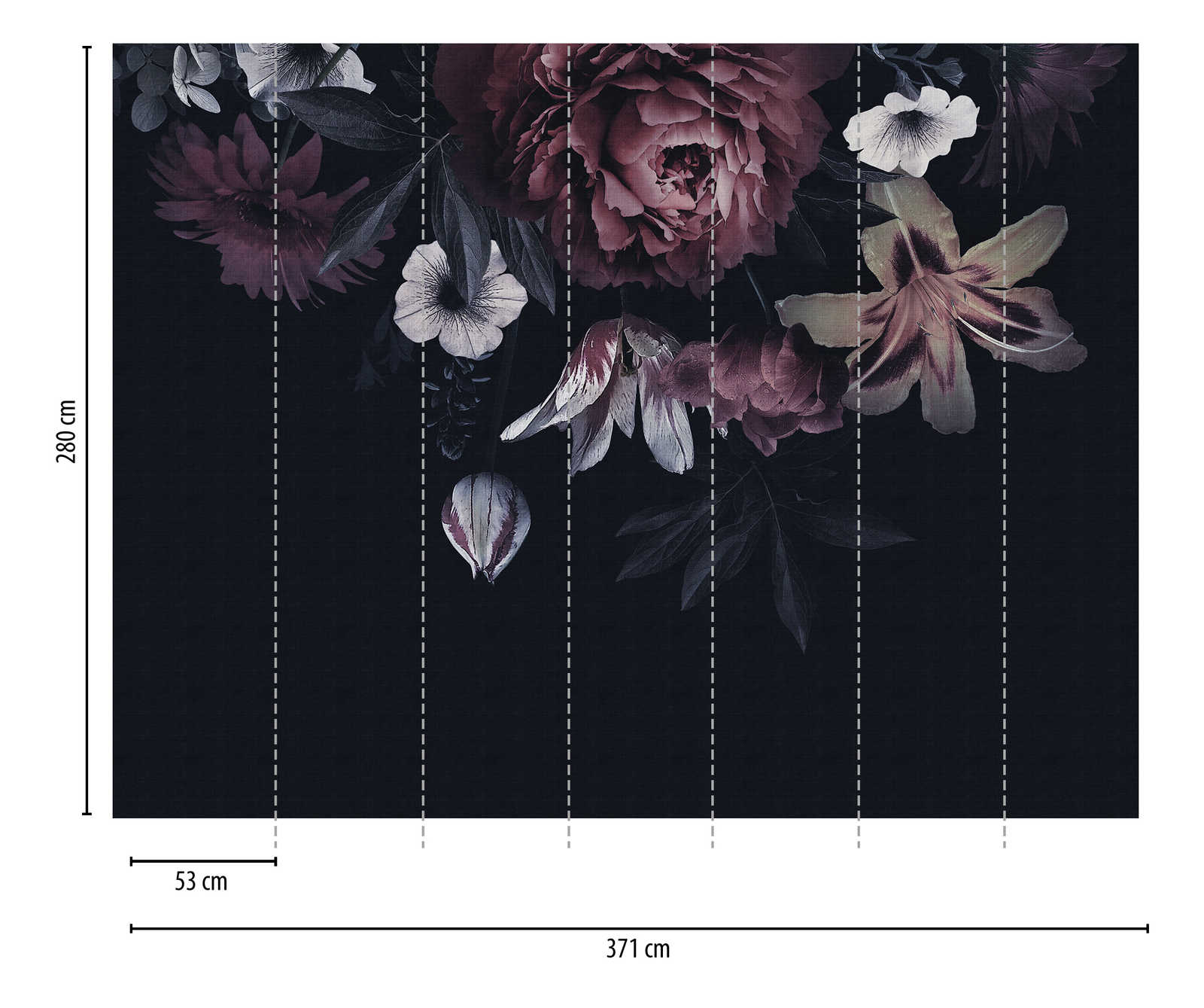             Papeles pintados novedad | motivo oscuro papel pintado flores en estilo pintura
        
