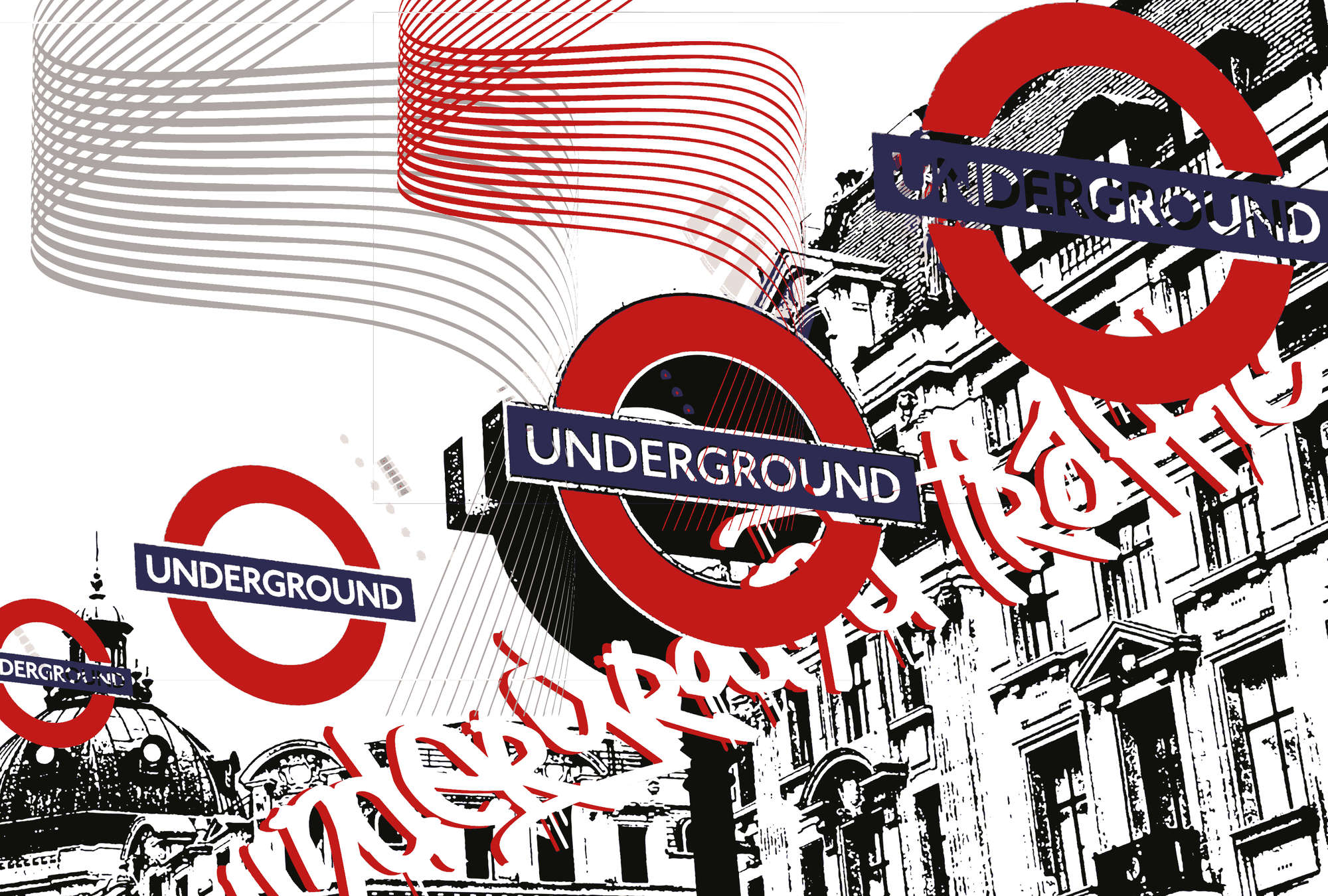             Underground - Mural de pared de estilo londinense, urbano y moderno
        