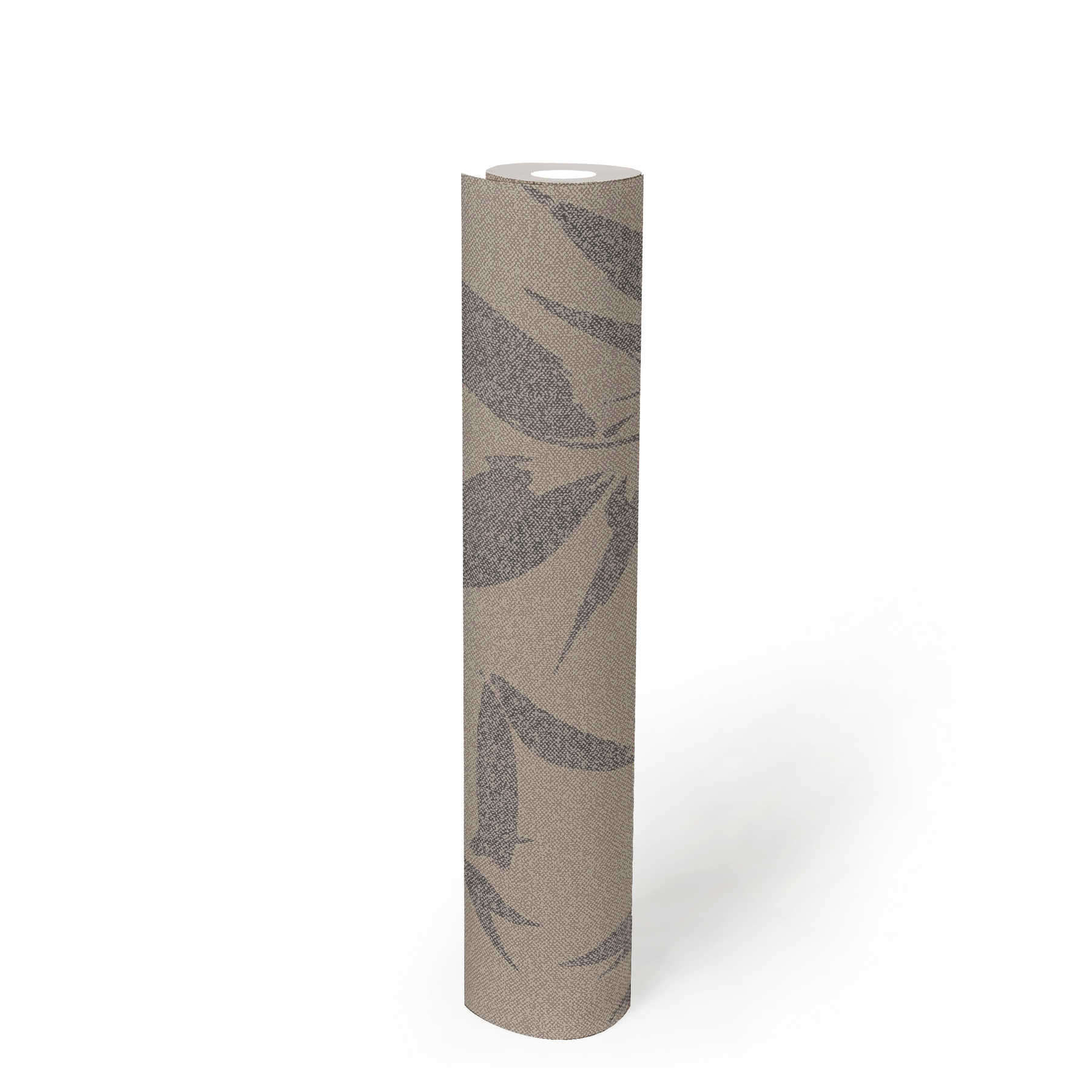             Papier peint intissé motif feuilles abstrait, aspect textile - marron, beige
        