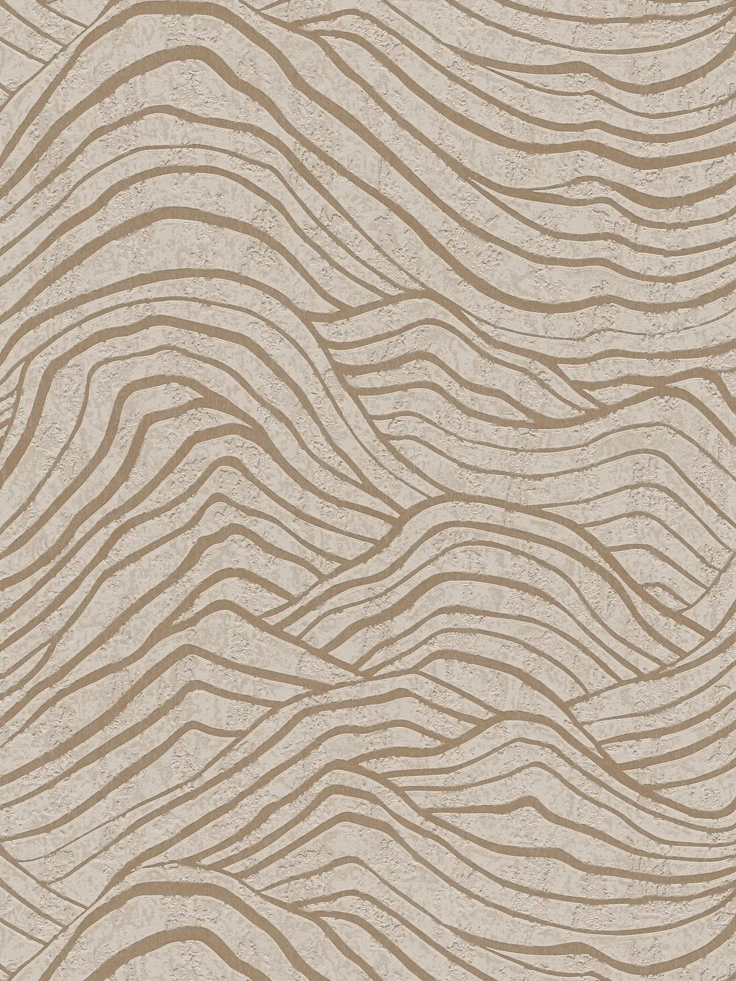         Wallpaper with Asian hill pattern - beige, gold, grey
    