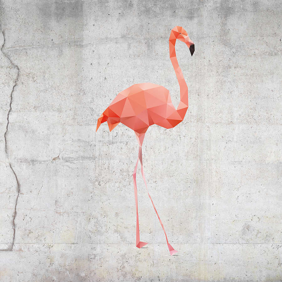 Grafisch behang flamingo motief op parelmoer gladde fleece

