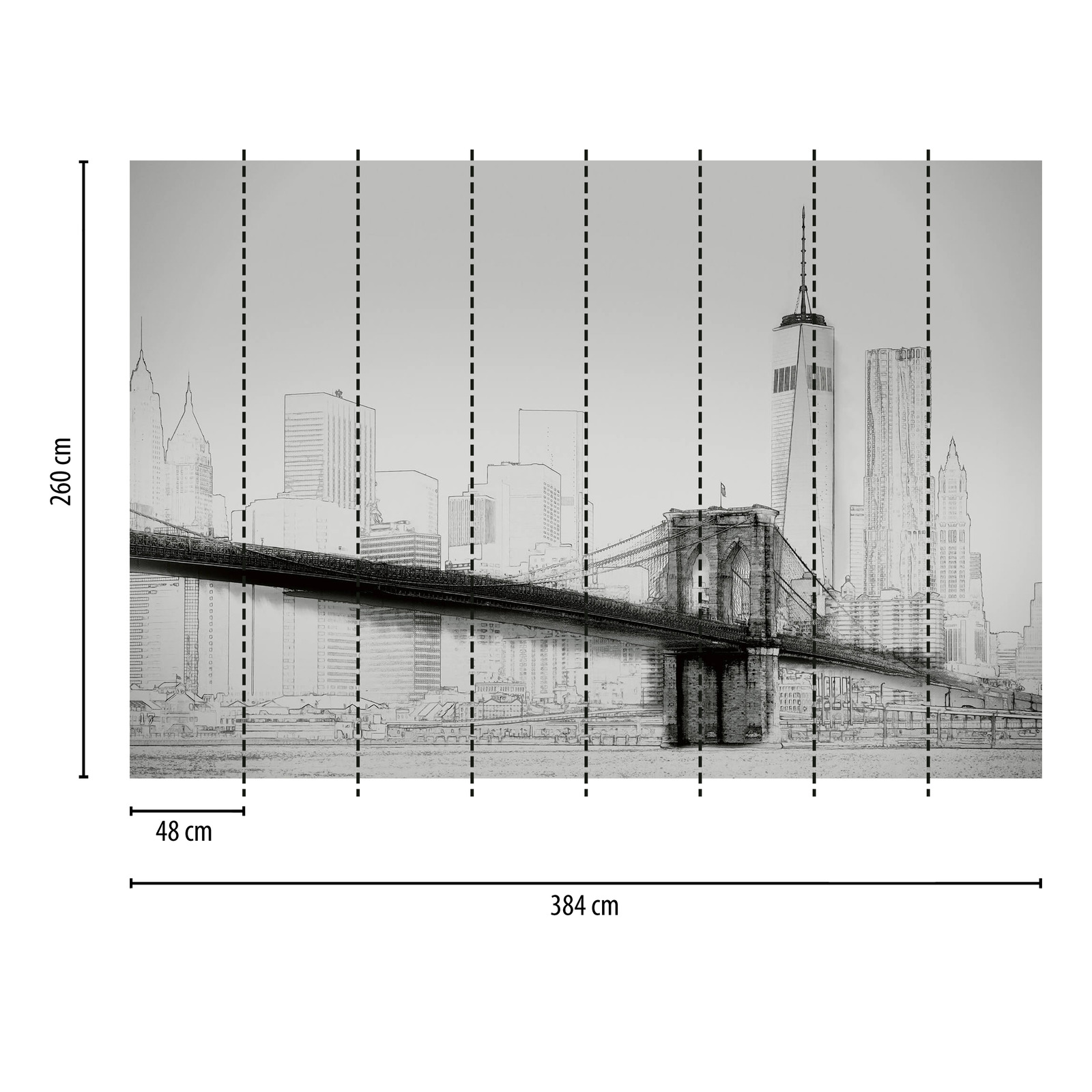             Black and white photo wallpaper sketch New York City skyline
        