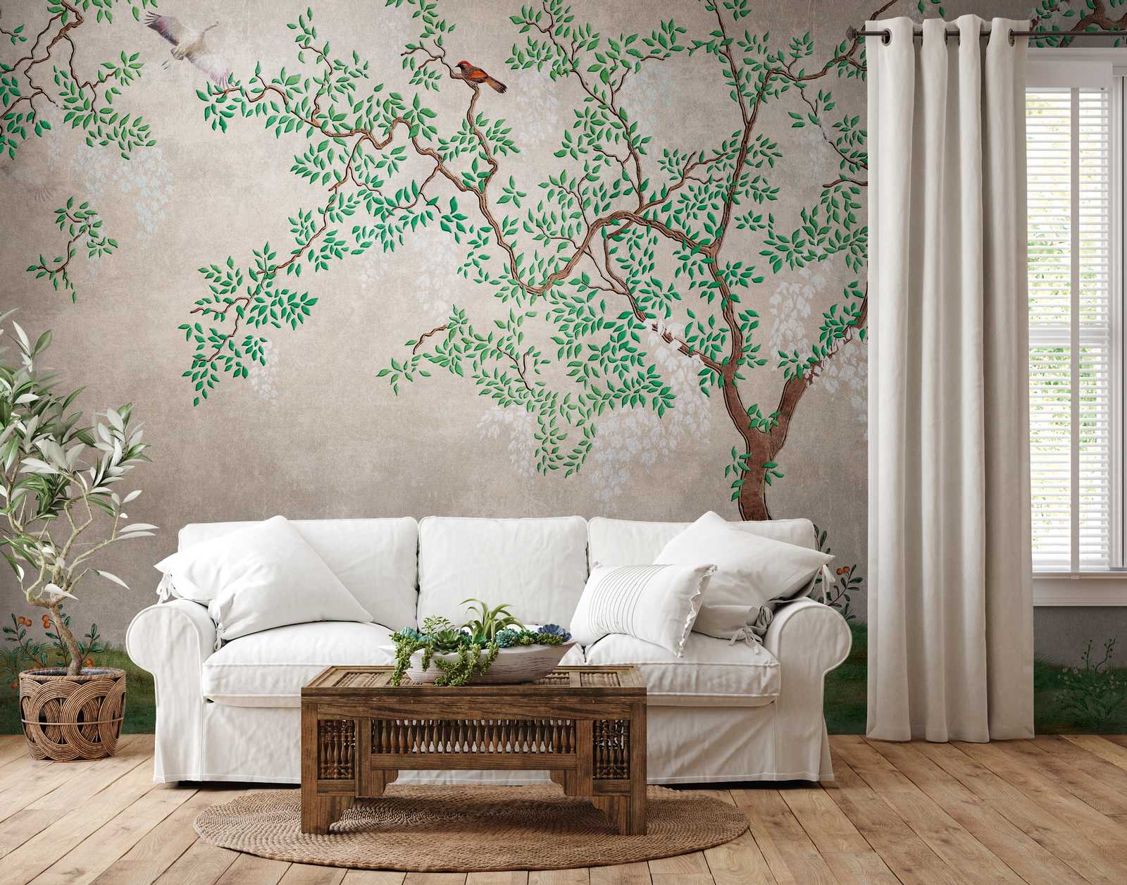             behang nieuwigheid | motief behang natuur ontwerp in Aziatische look
        