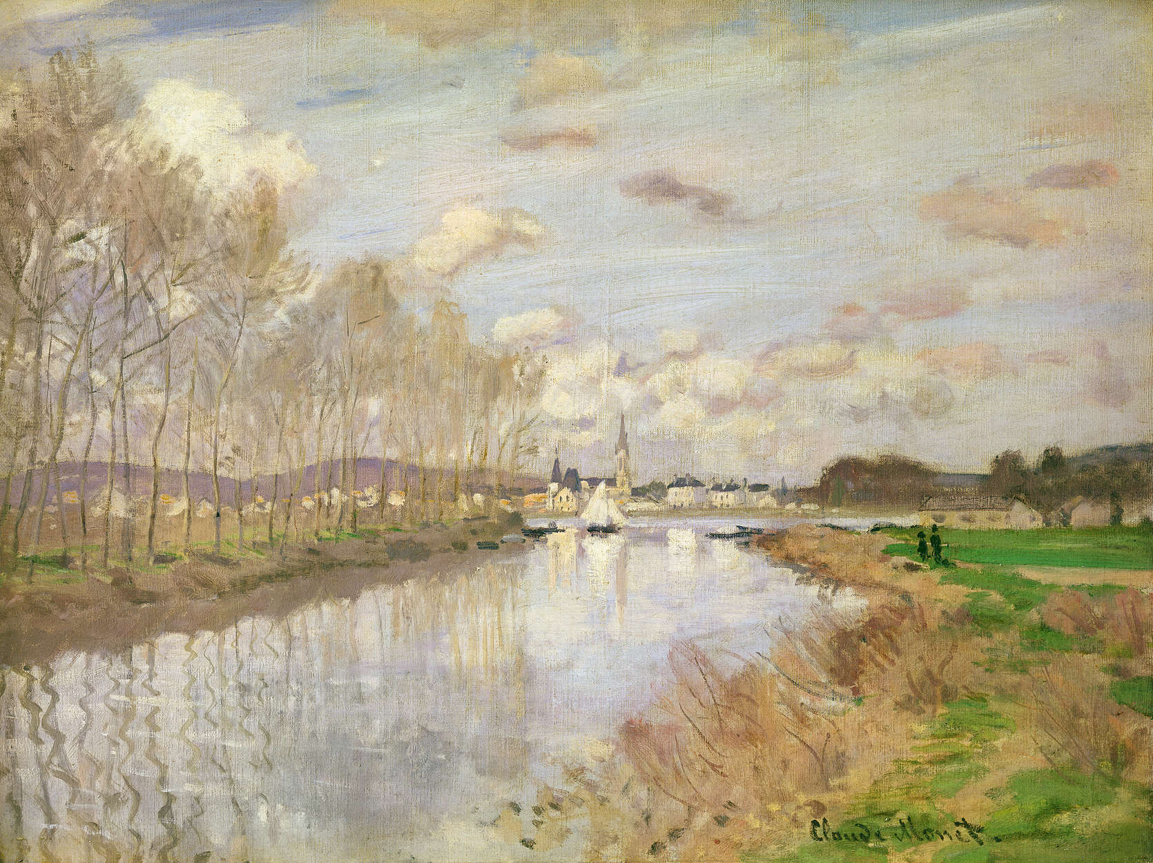             Het jacht bij Argenteuil" muurschildering van Claude Monet
        