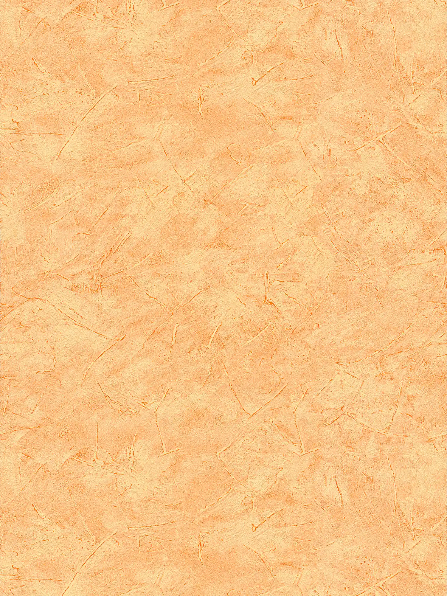 Papier peint effet plâtre avec motif de balayage et de hachures - Orange
