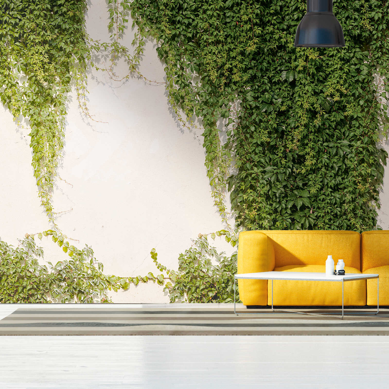 Non-woven wallpaper Ivy wall in bold colours - green, cream
