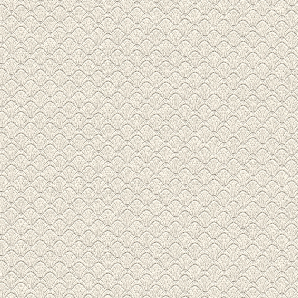             behangpapier filigraan structuurpatroon in schelpmotief - beige, grijs
        