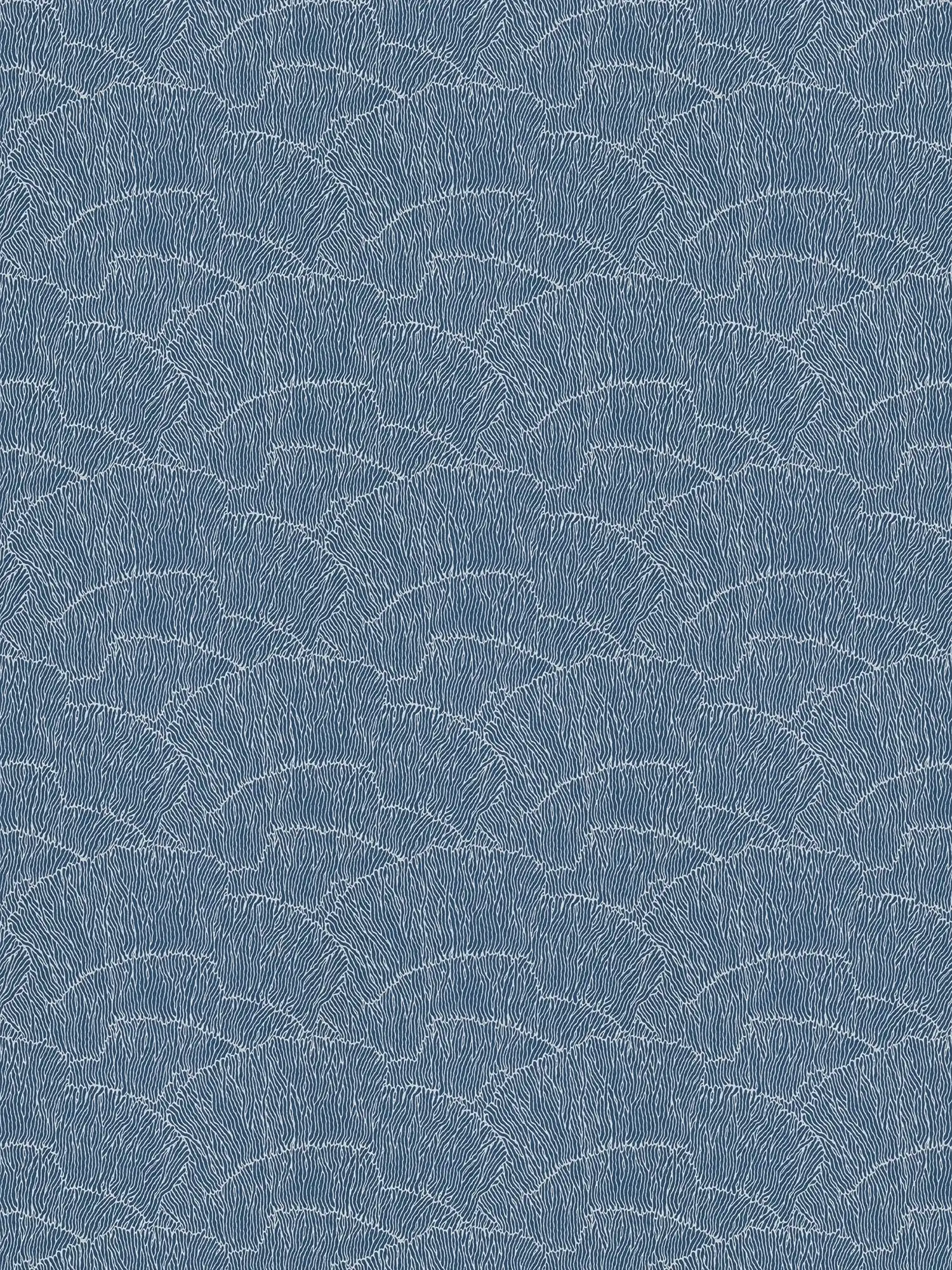 Papel pintado no tejido con motivo de líneas - plateado, azul, metálico
