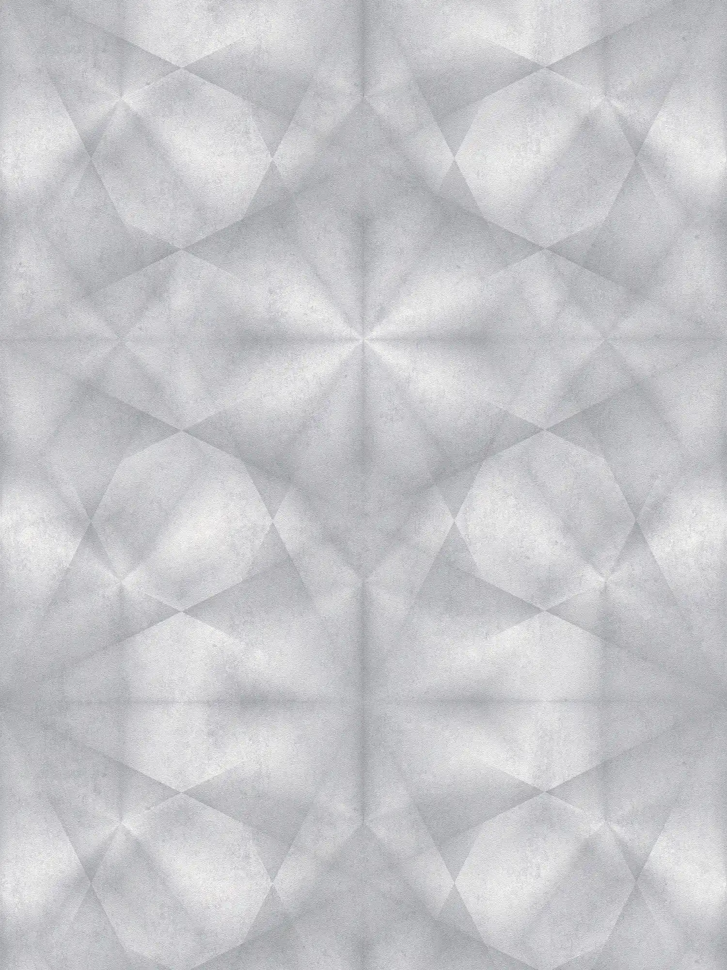 Grijs behang met caleidoscoop patroon met 3D effect - grijs, metallic
