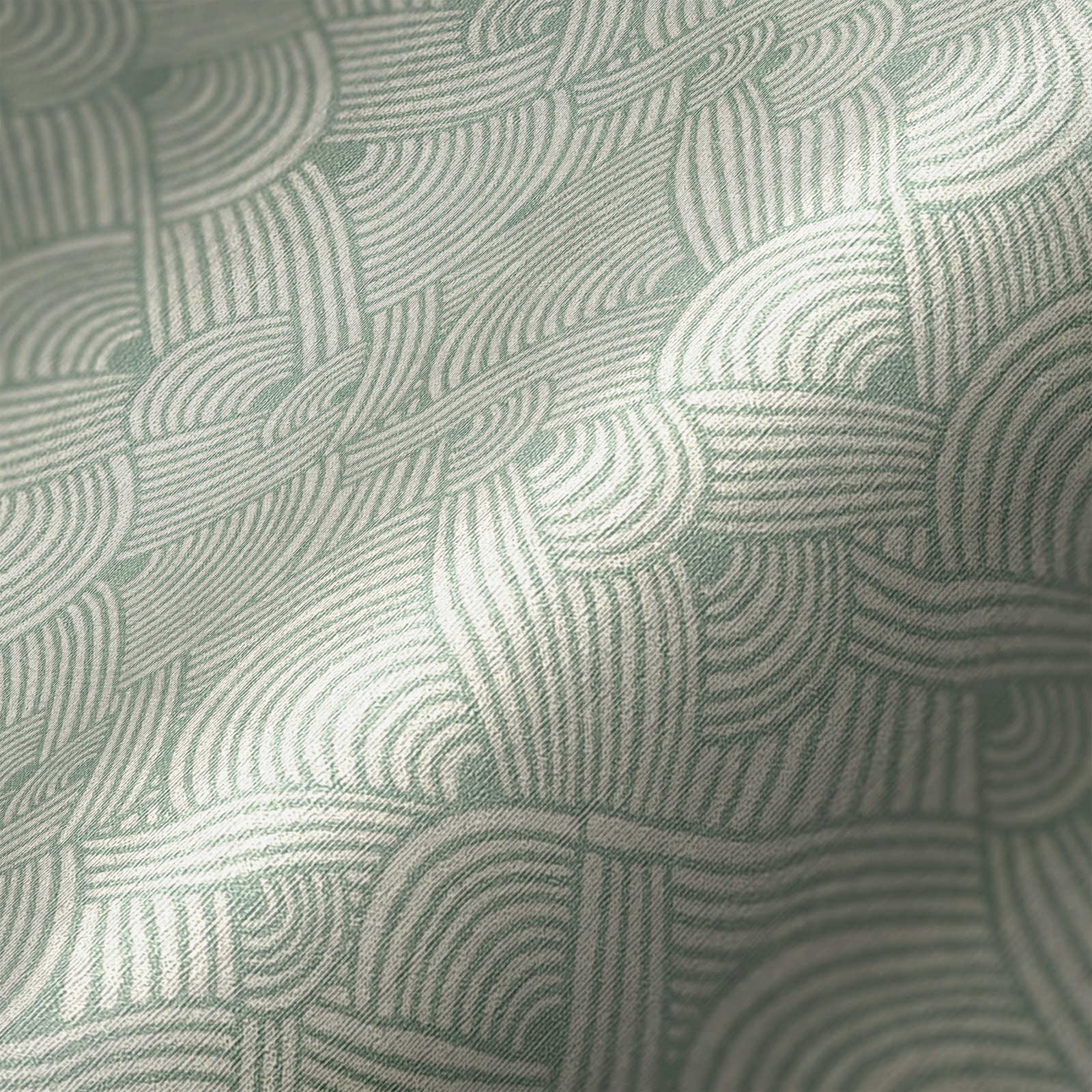             Papel pintado gráfico de ondas en colores tierra - verde, blanco, azul
        