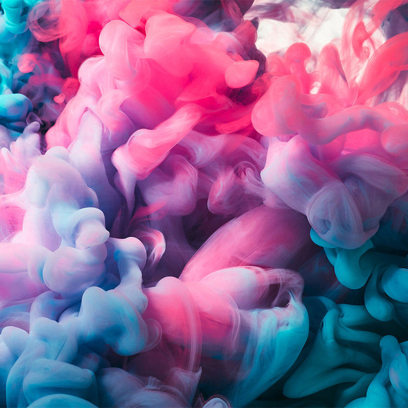         Colored smoke mural - pink, blue, white
    
