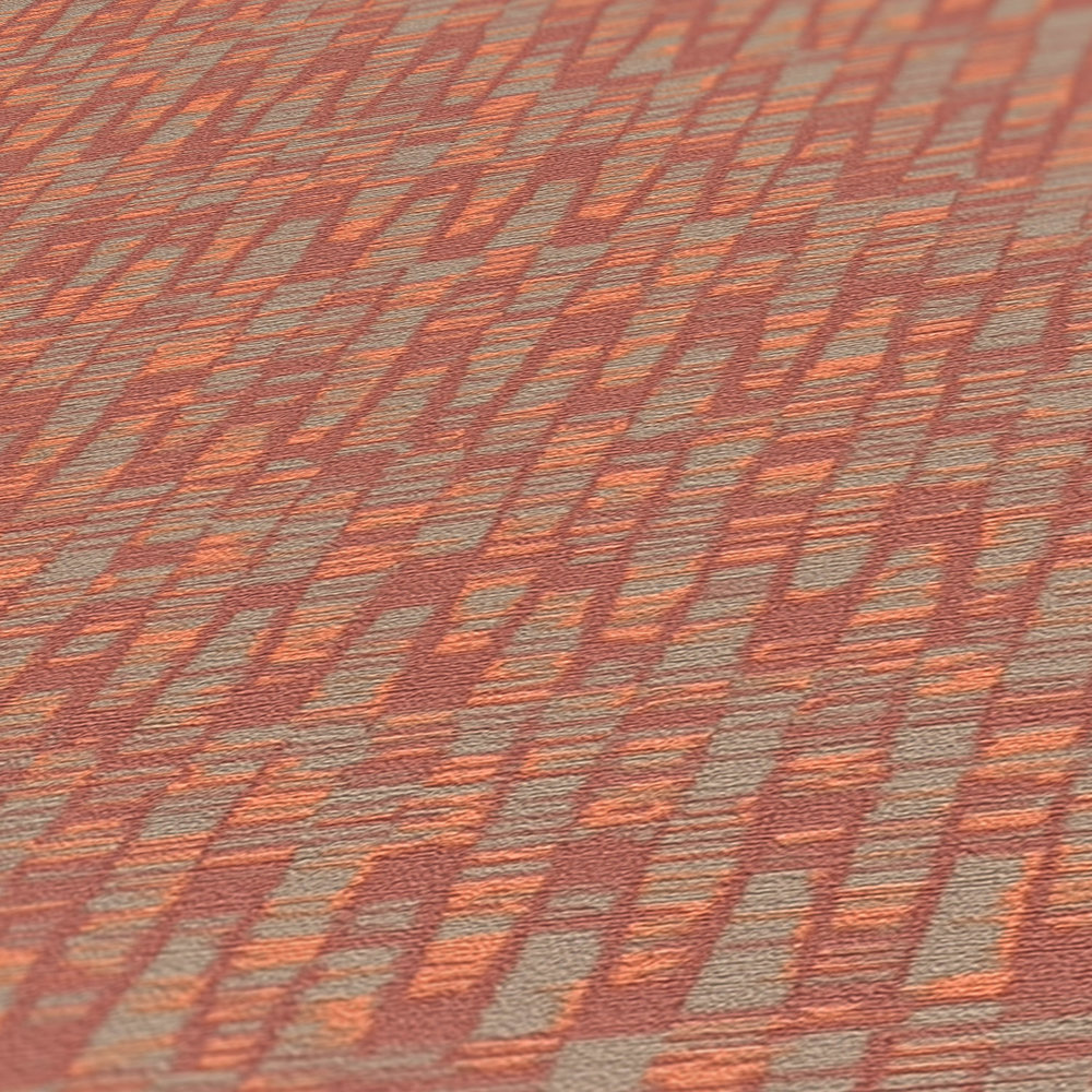             Non-woven wallpaper in striking colours - red, orange, greige
        