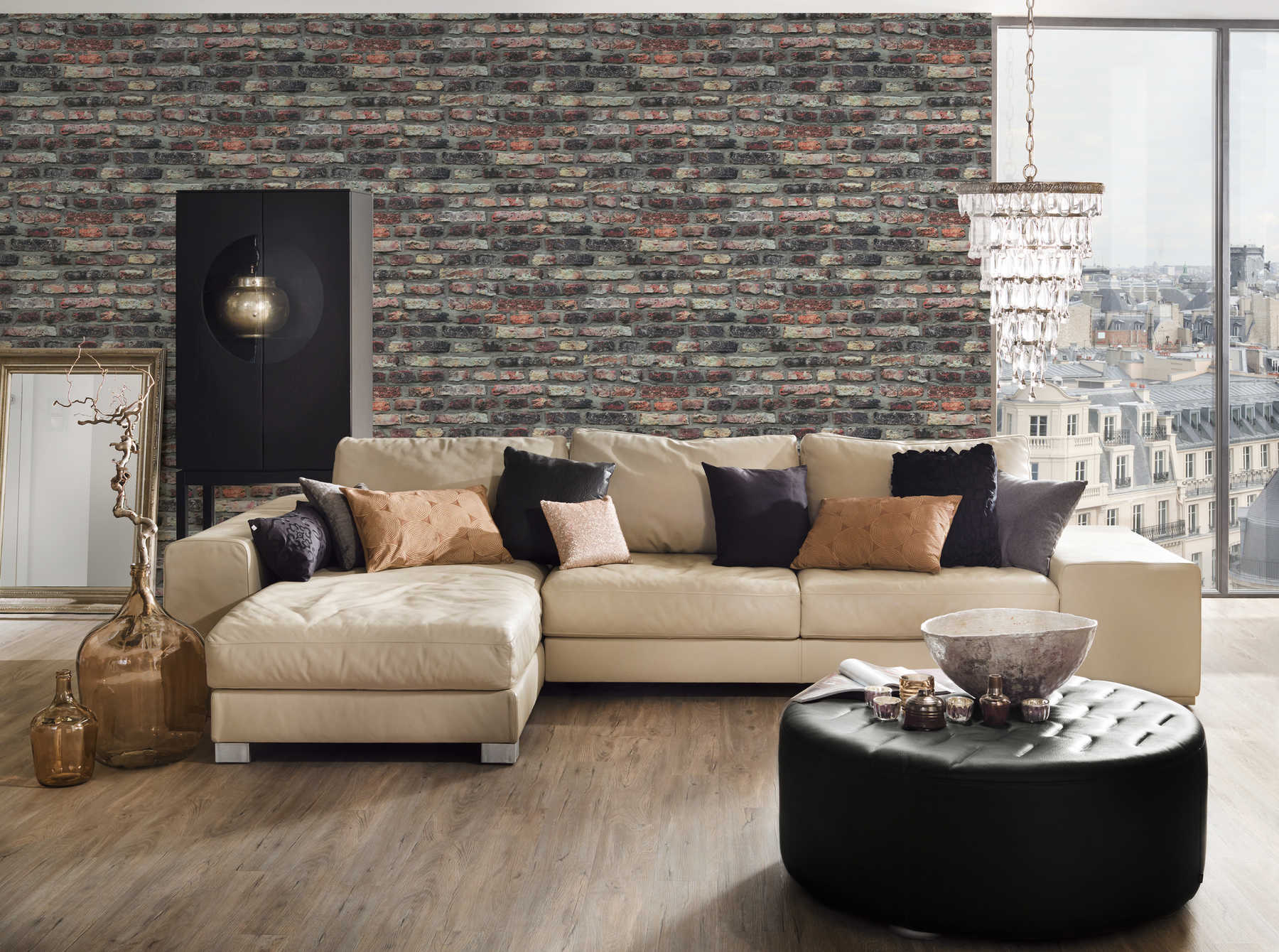             Stone wallpaper rustic brickwork in industrial style - brown, grey, beige
        