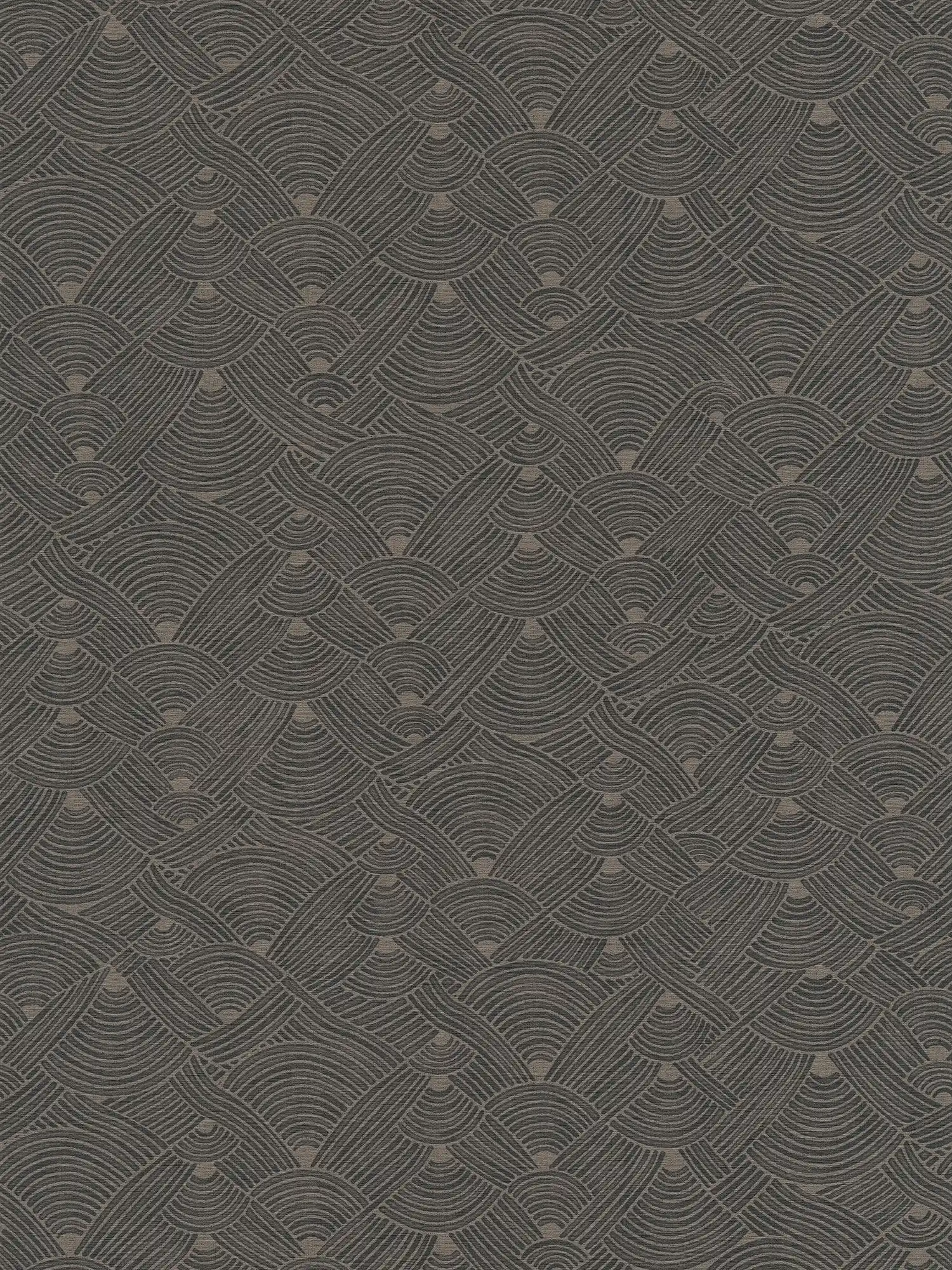 Papier peint foncé motif tressé avec dessin structuré - gris, noir
