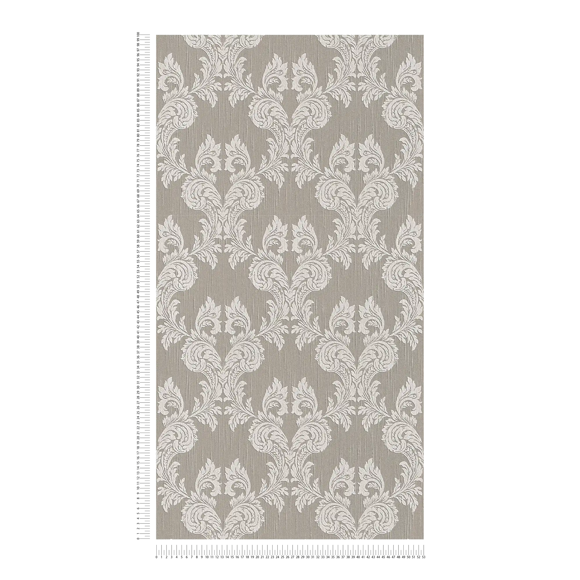             Papier peint Baroque ornements & design textile - beige, gris
        