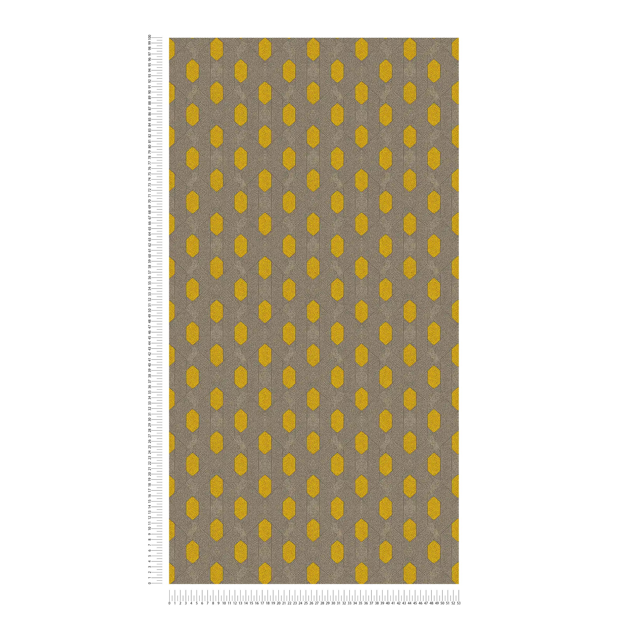             Papier peint intissé à motifs géométriques à pois - jaune, gris, marron
        