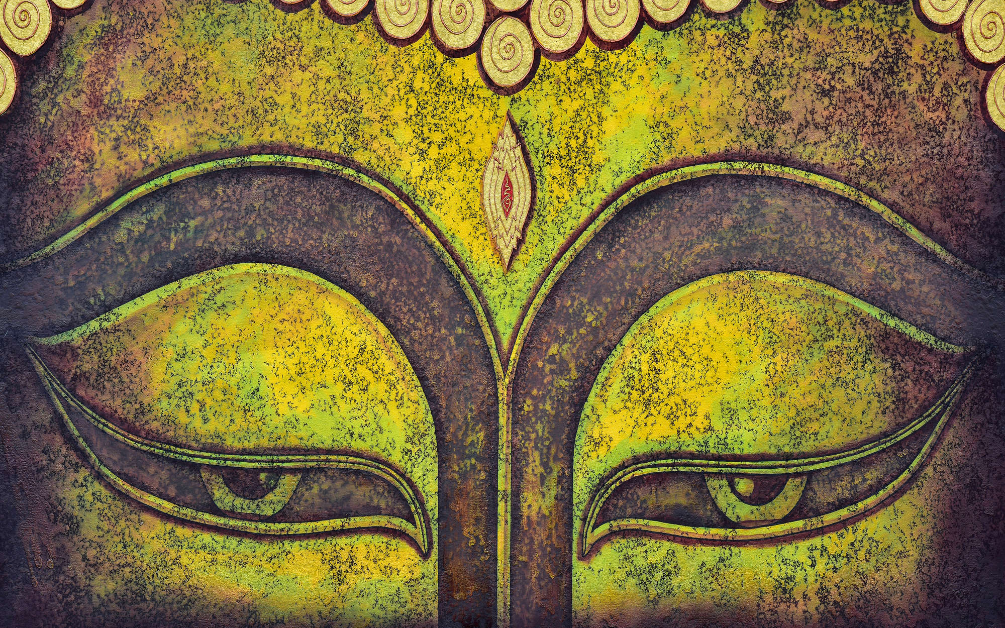            Digital behang Detail van Boeddha-gezicht - Strukturenvlies
        