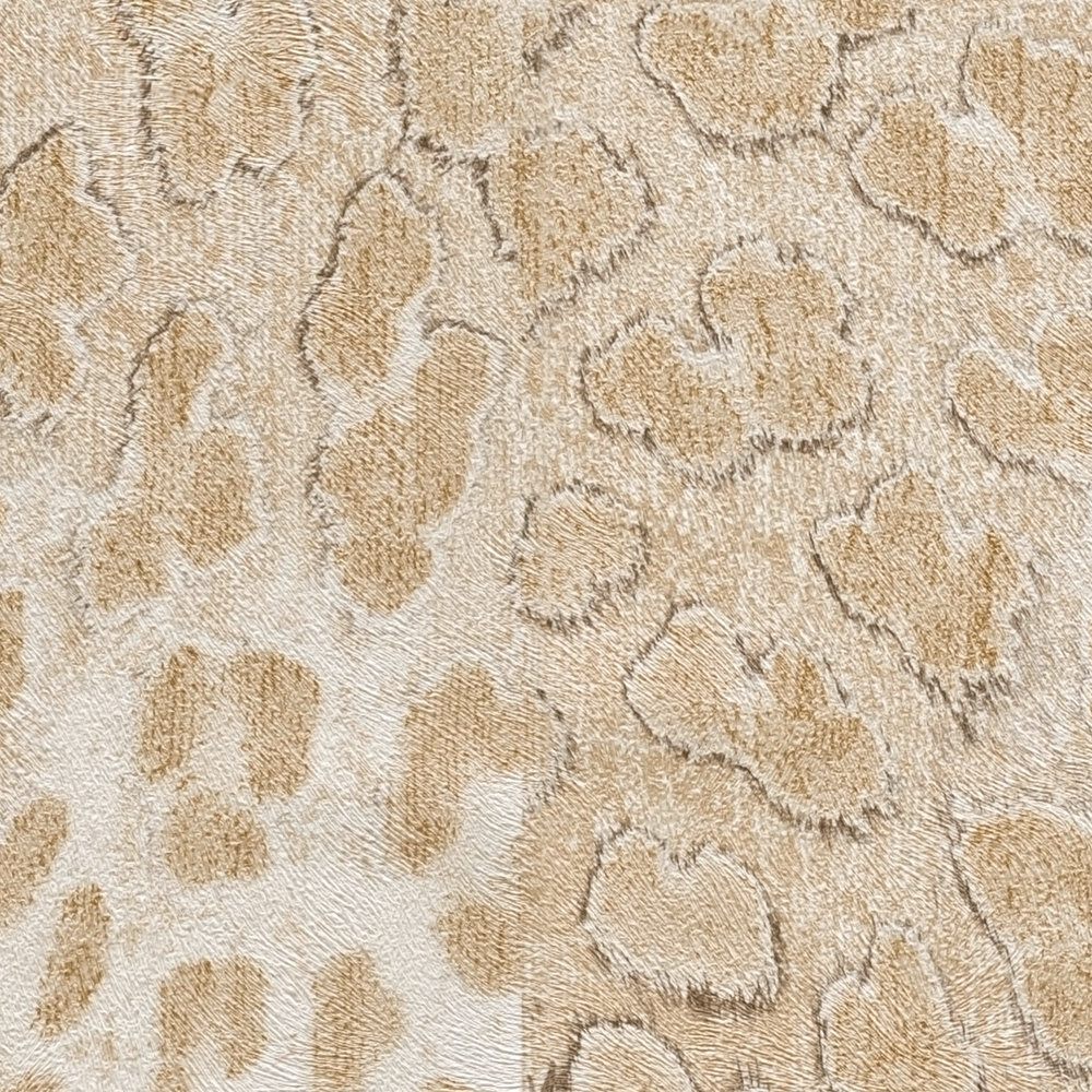             Animal print wallpaper leopard pattern - beige, metallic
        