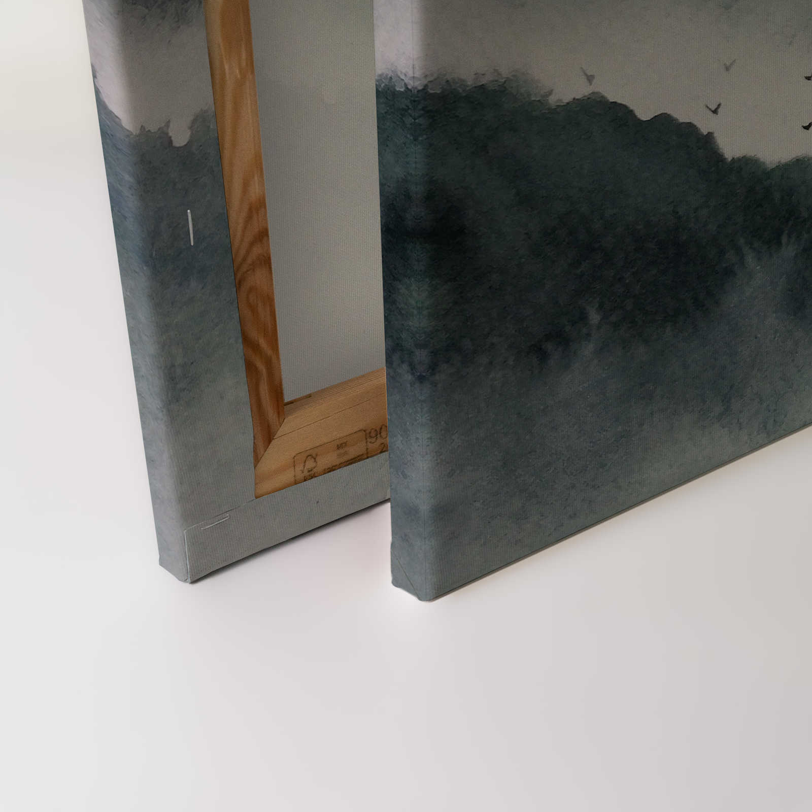             Tela con paesaggio nebbioso in stile pittura | grigio, nero - 0,90 m x 0,60 m
        