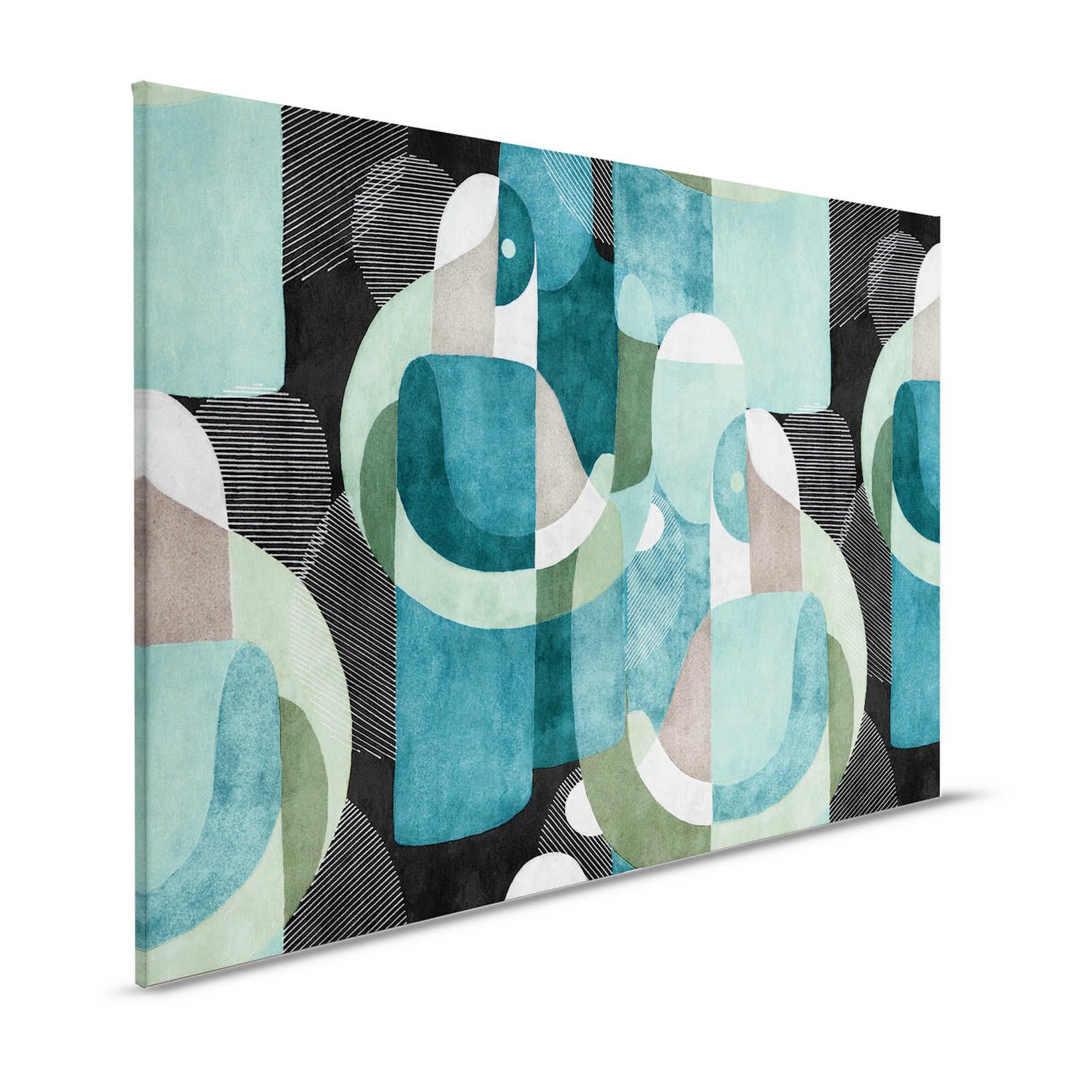 Meeting Place 1 - Canvas painting abstract ethno design in black & green - 1,20 m x 0,80 m
