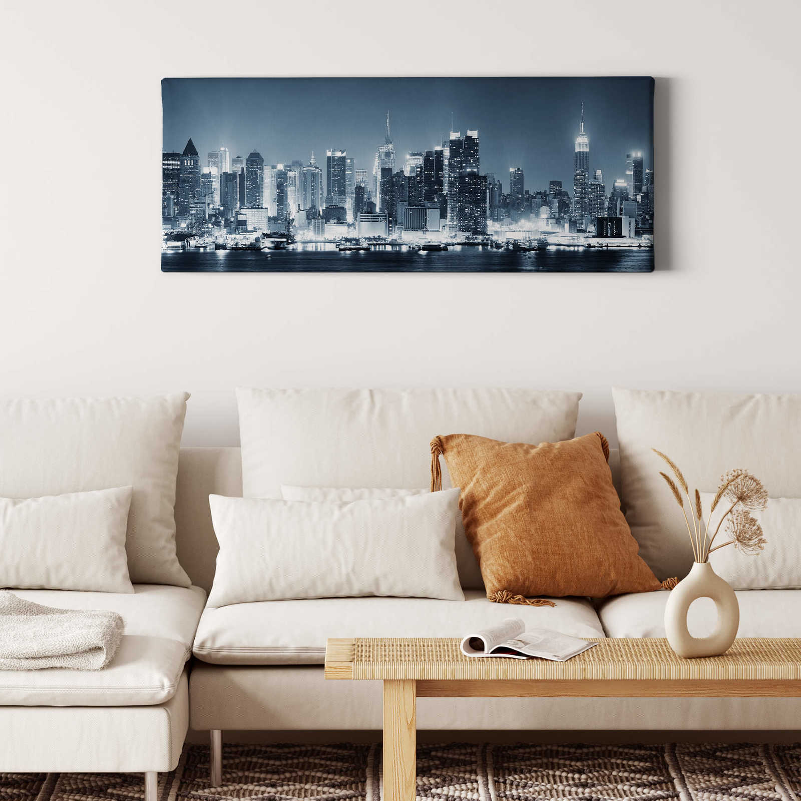             Panorama Canvas schilderij New York Skyline at Night - 1.00 m x 0.40 m
        