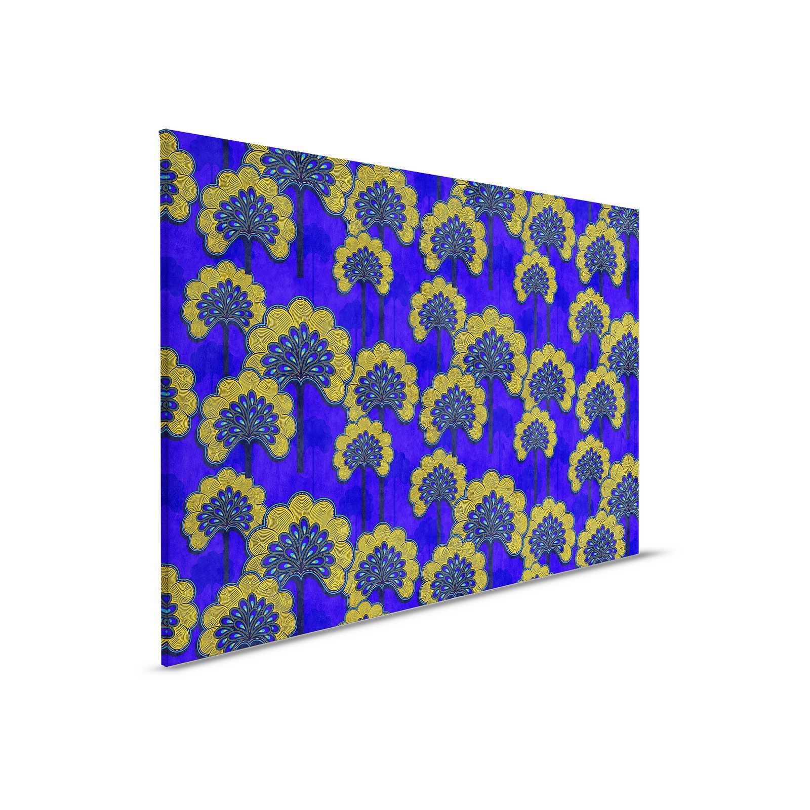 Dakar 1 - Toile motif tissu africain bleu & jaune - 0,90 m x 0,60 m

