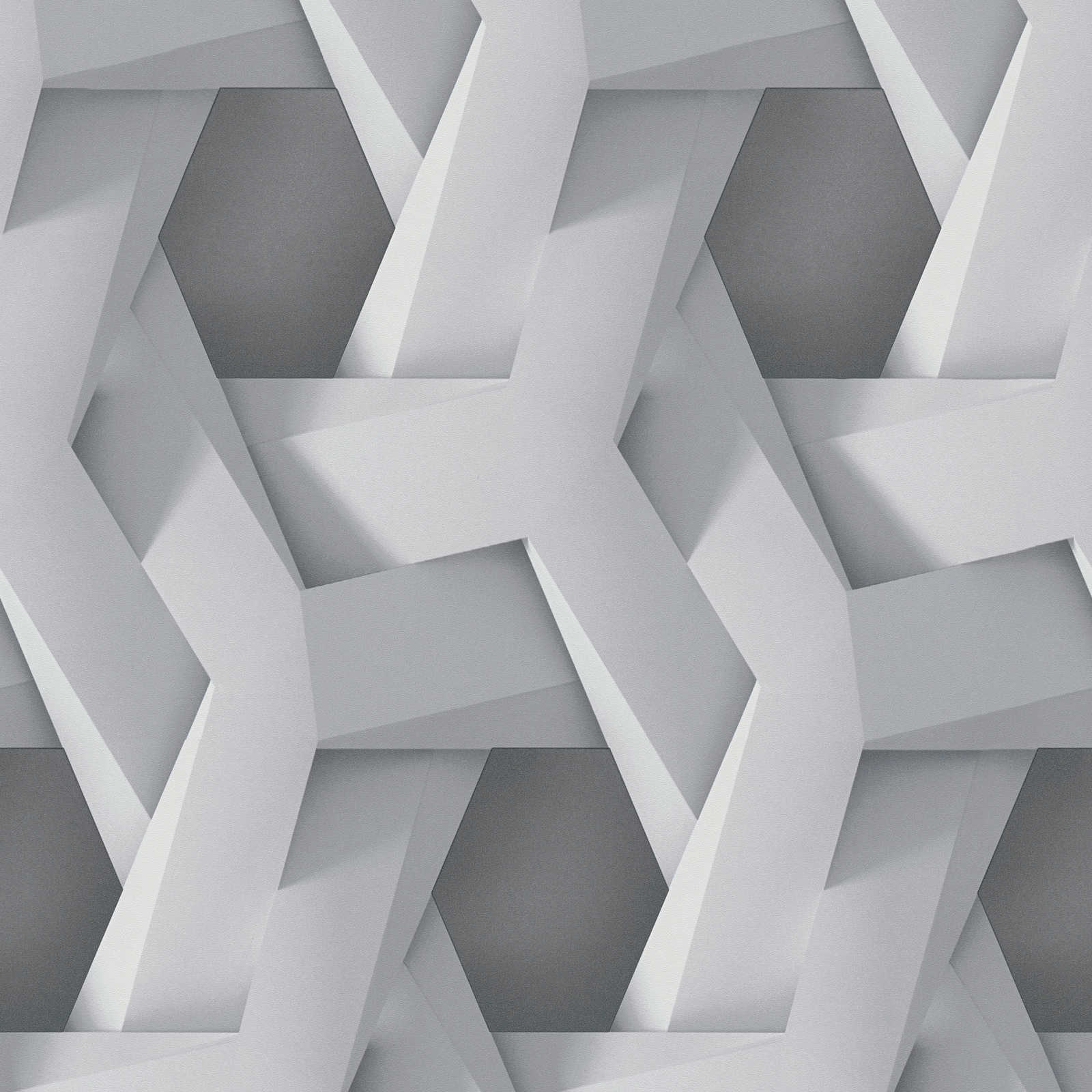 Carta da parati 3D con motivo grafico grigio e effetto cemento - grigio
