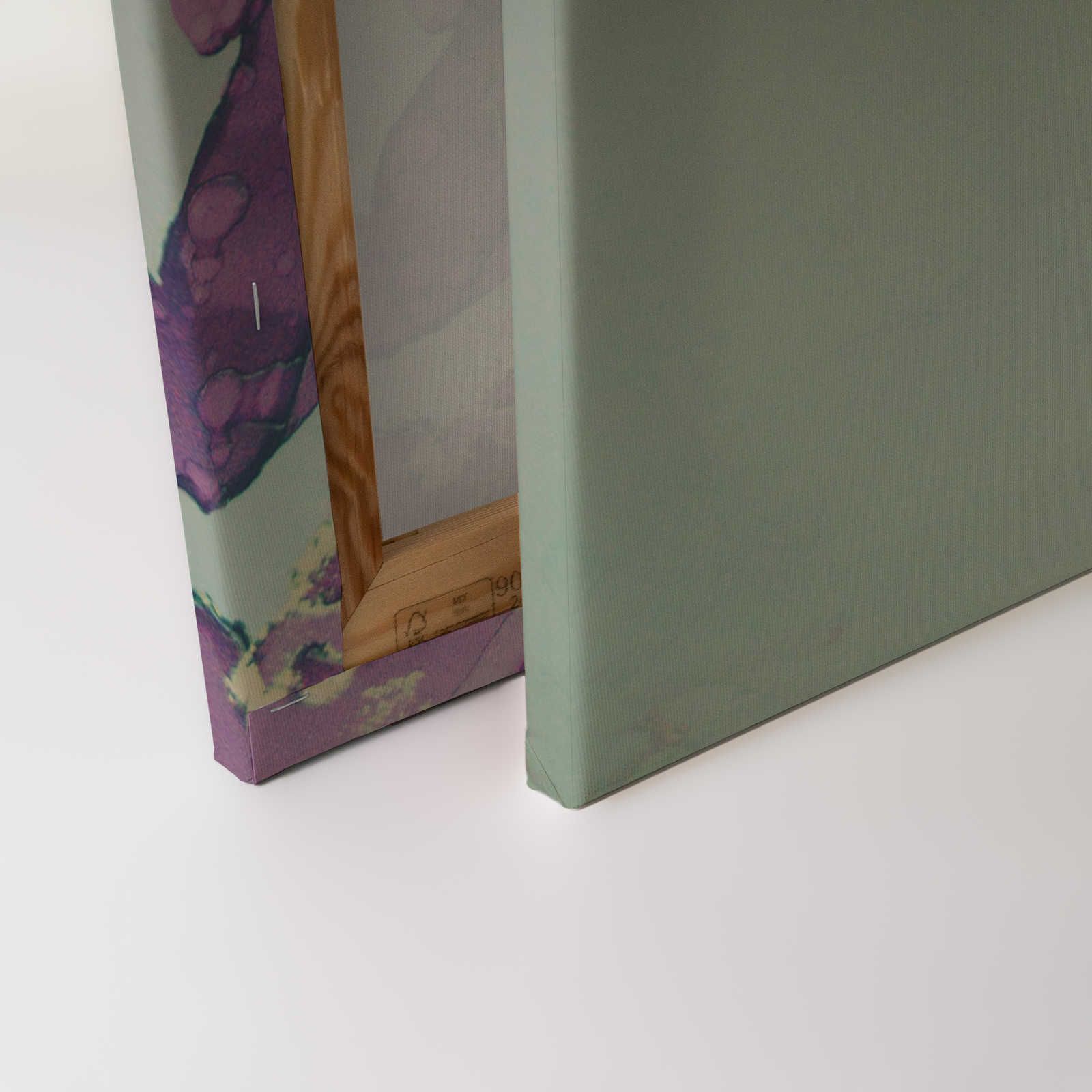             Lienzo de diseño acrílico Rostro de mujer en turquesa y morado - 0,90 m x 0,60 m
        