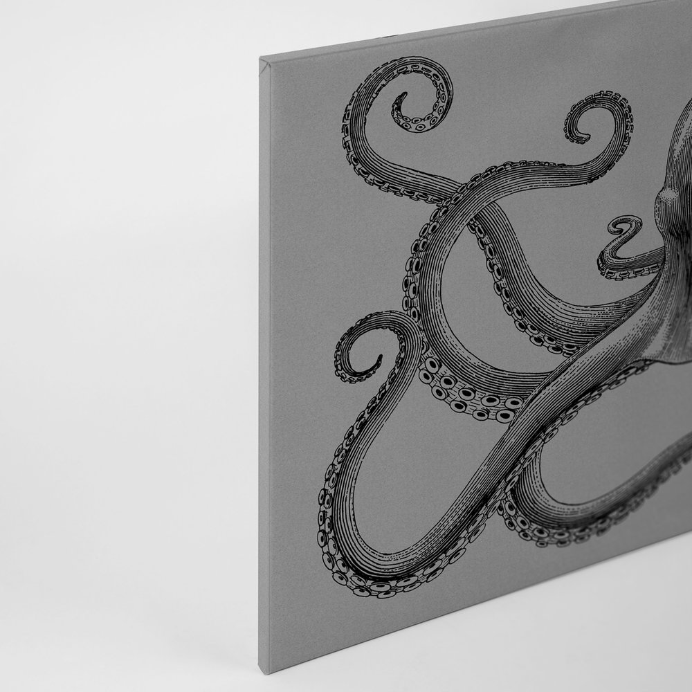             Jules 2 - modern octopus canvas schilderij in kartonnen structuur in tekenstijl - 0.90 m x 0.60 m
        