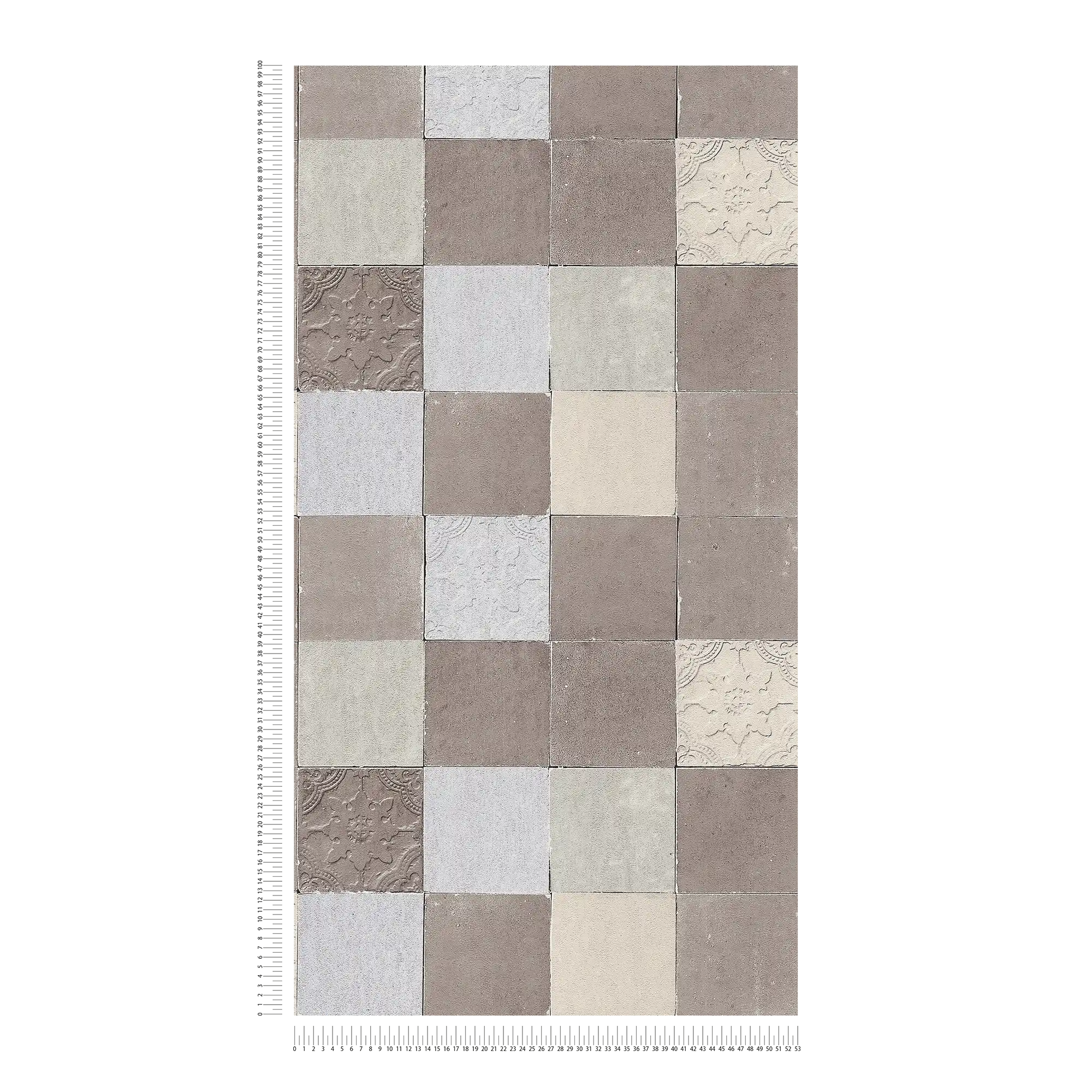             Tile wallpaper oriental mosaic - grey, cream
        